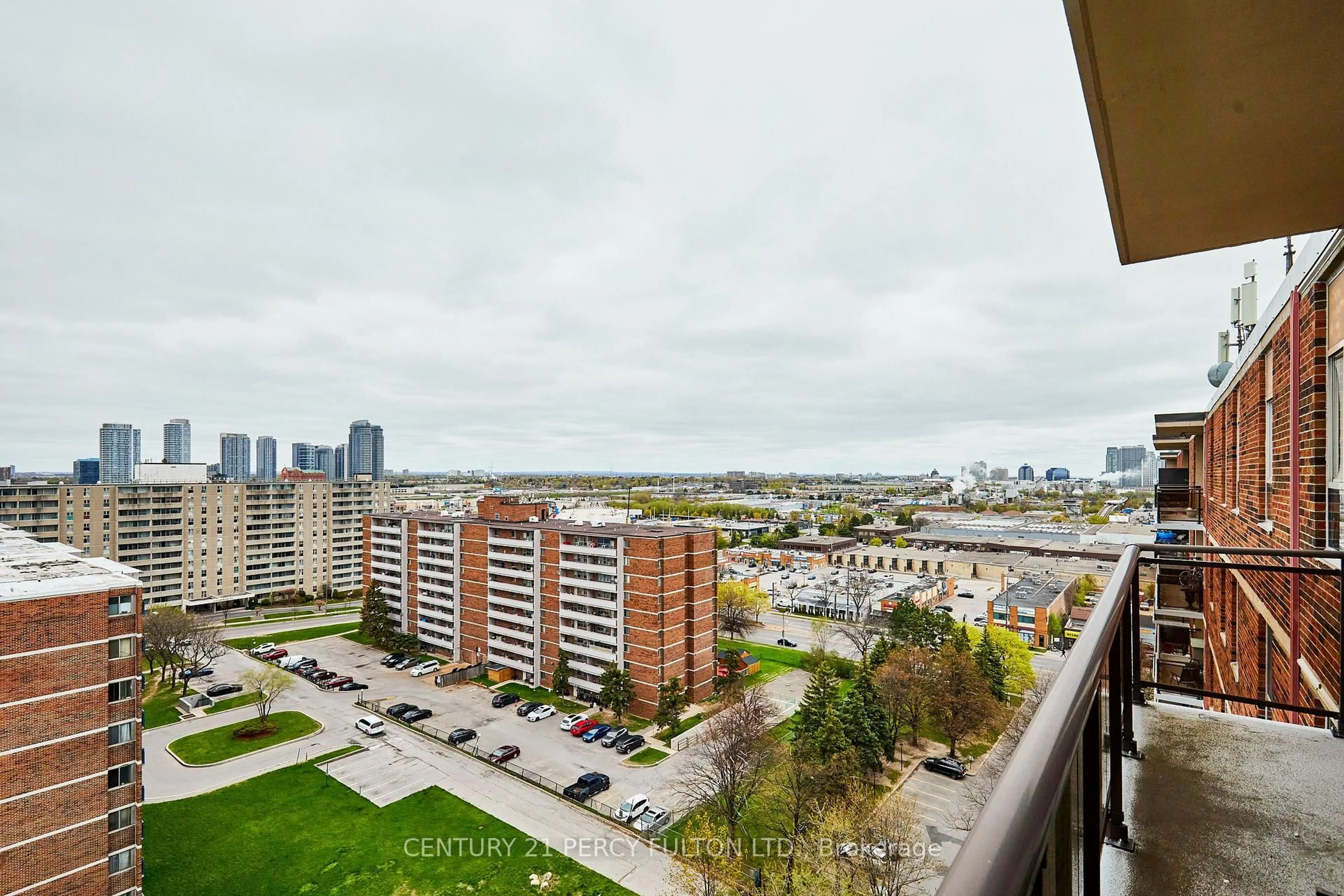 Balcony in the apartment, city buildings view from balcony for 1950 Kennedy Rd #1509, Toronto Ontario M1P 4S9