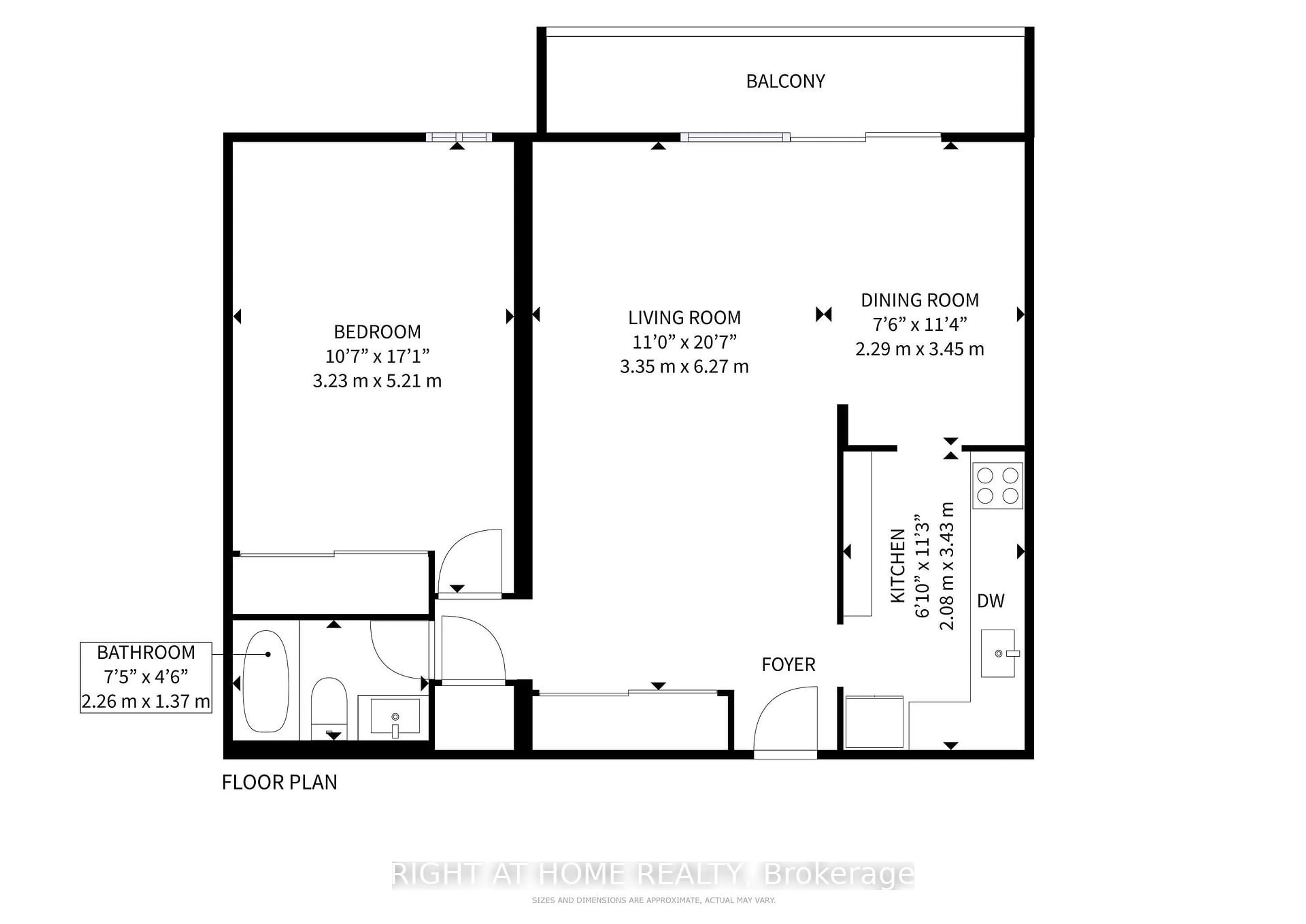 Floor plan for 1 Massey Sq #1418, Toronto Ontario M4C 5L4