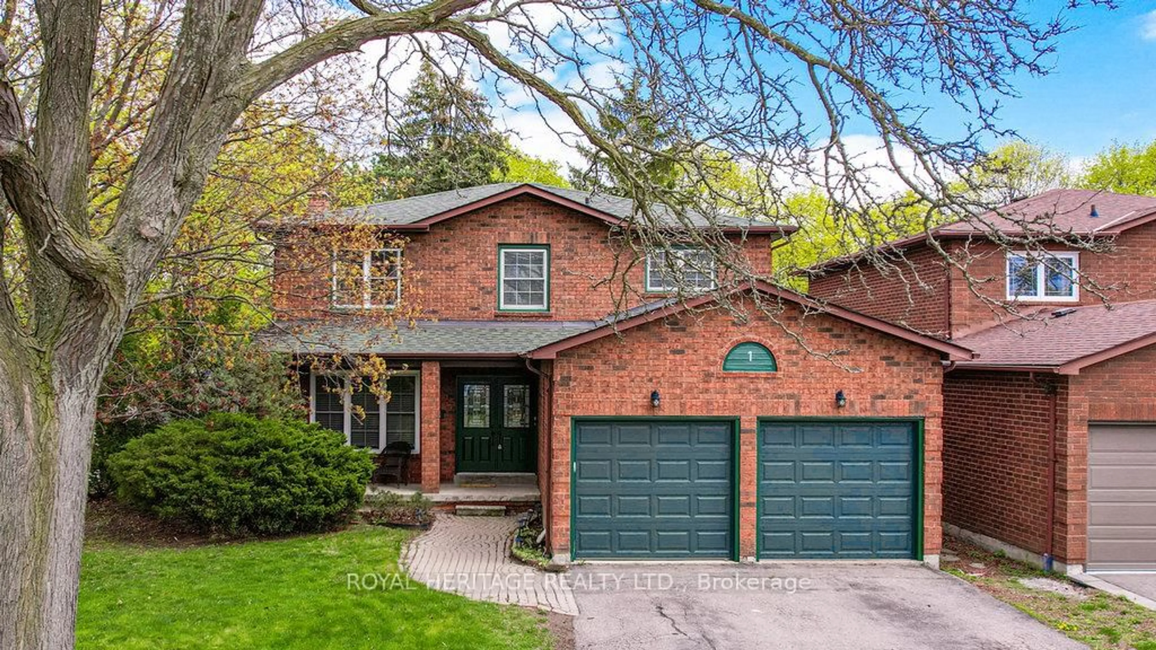 Home with brick exterior material, street for 1 Broughton Crt, Whitby Ontario L1N 6Y8