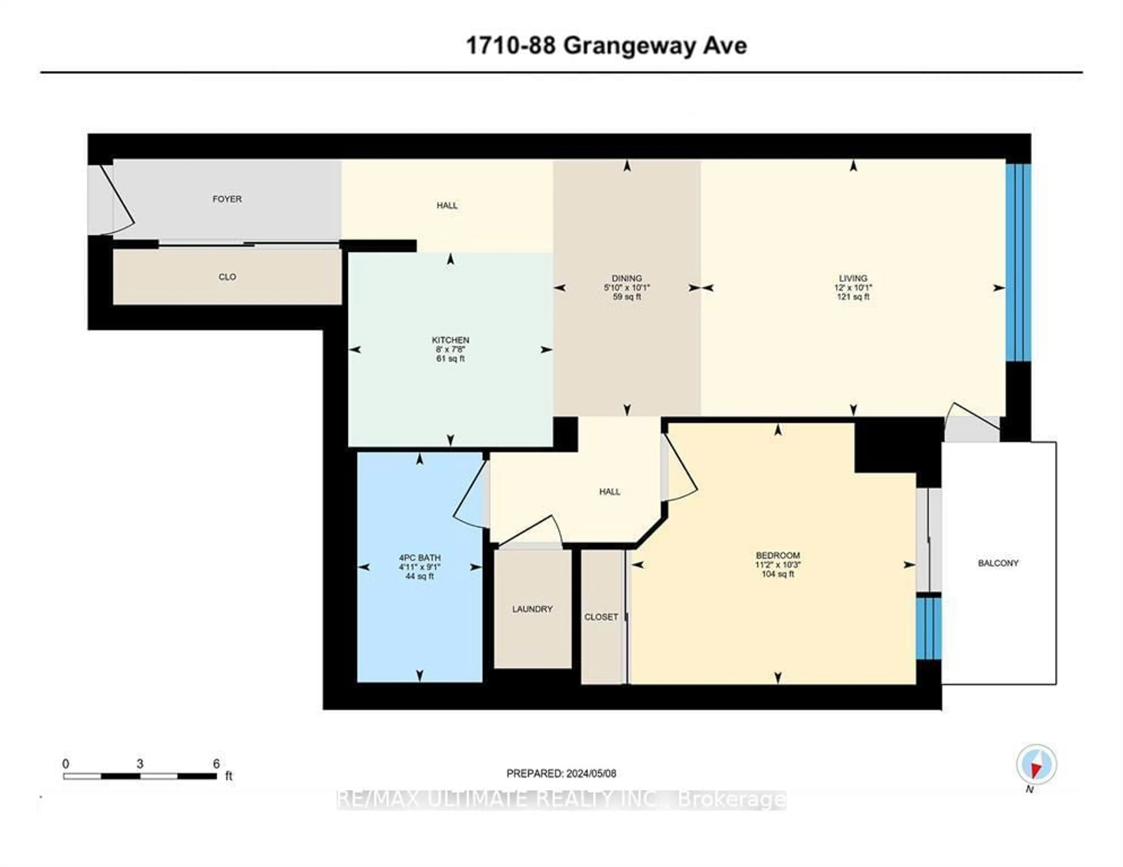 Floor plan for 88 Grangeway Ave #1710, Toronto Ontario M1H 0A2