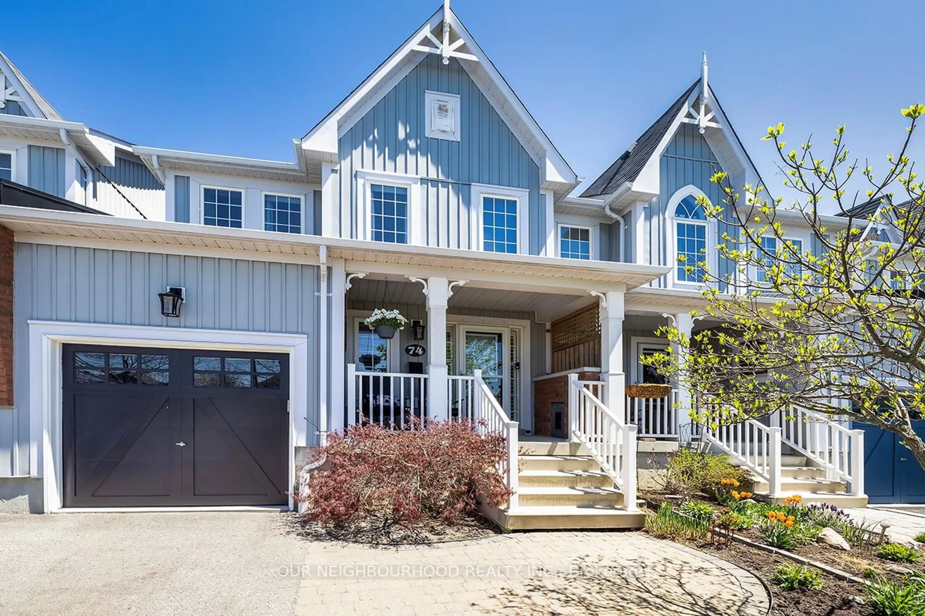 Home with vinyl exterior material, street for 74 Shrewsbury Dr, Whitby Ontario L1M 0C7