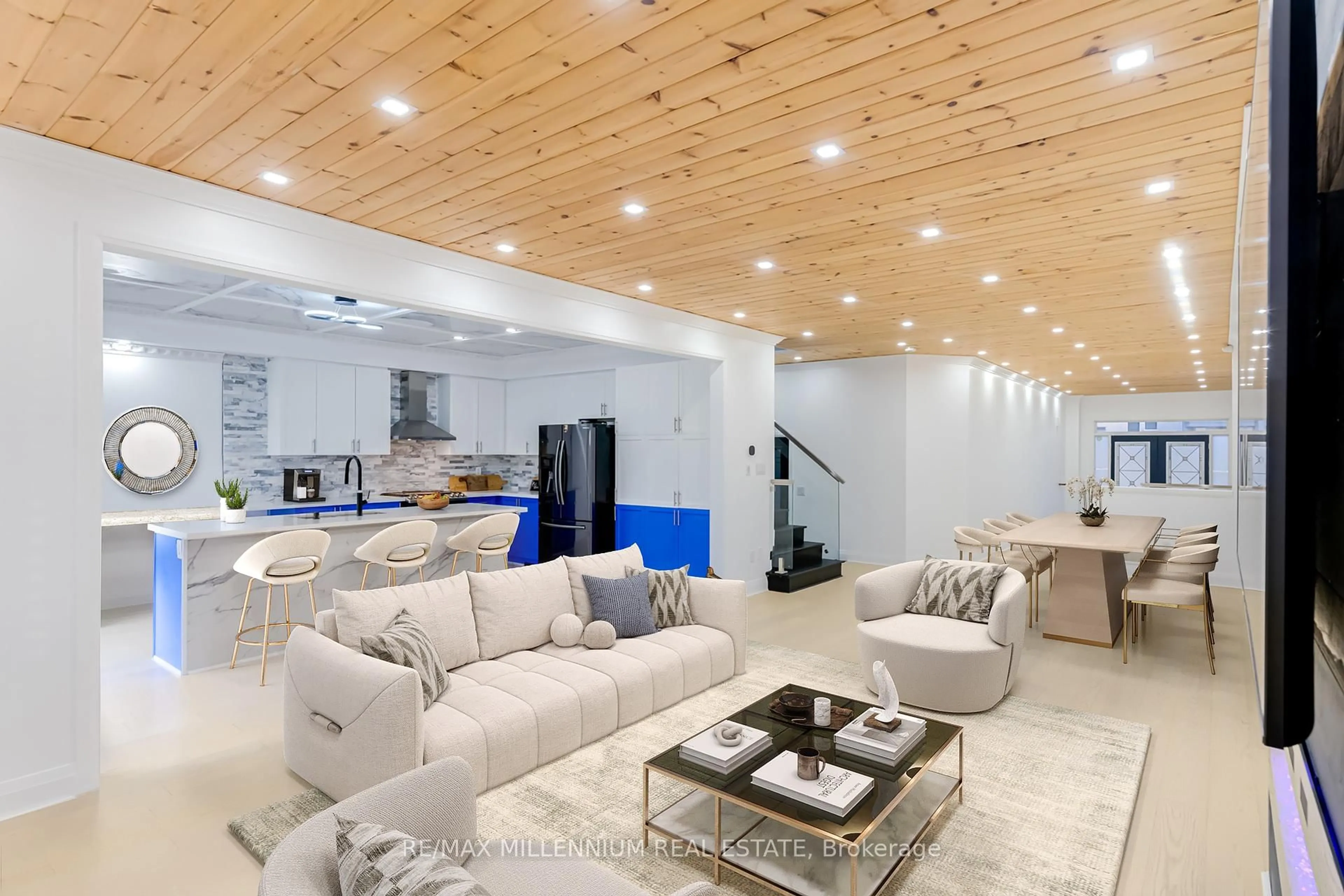 Living room with furniture, wood/laminate floor for 147 Yacht Dr, Clarington Ontario L1C 2W3