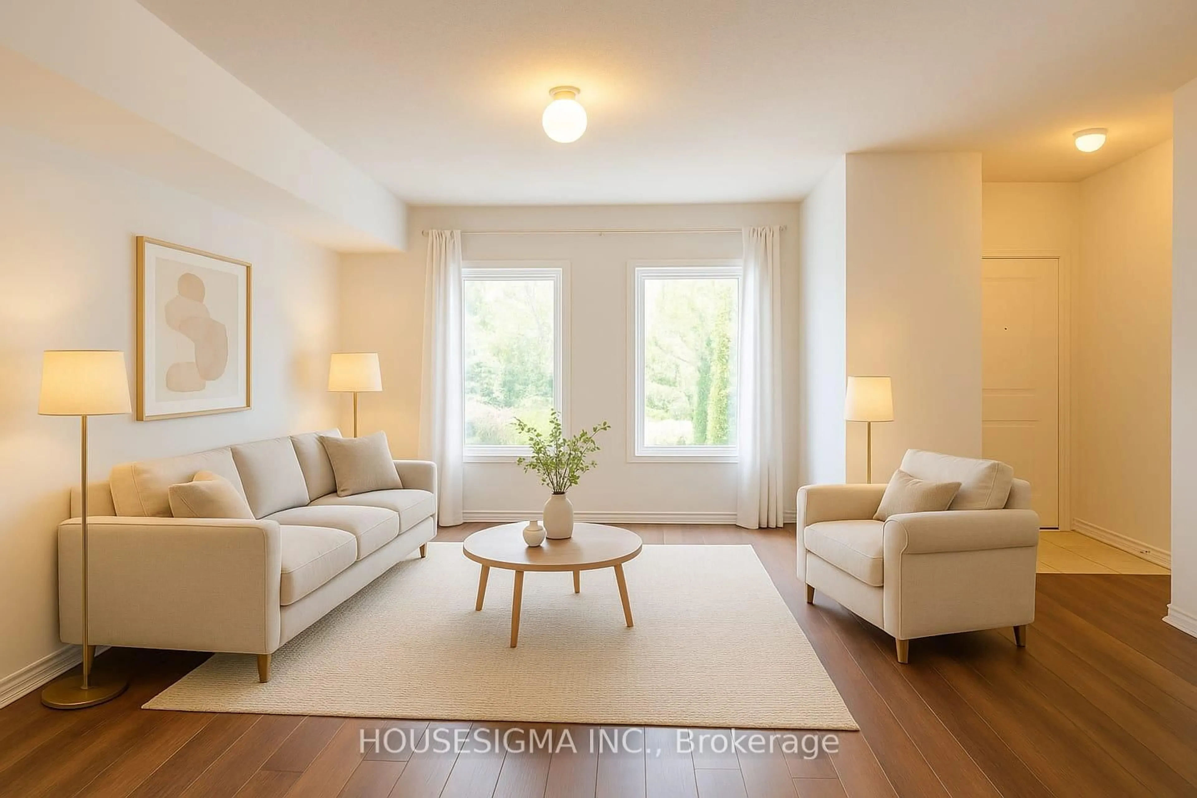 Living room with furniture, wood/laminate floor for 1040 Elton Way #11, Whitby Ontario L1N 2K2