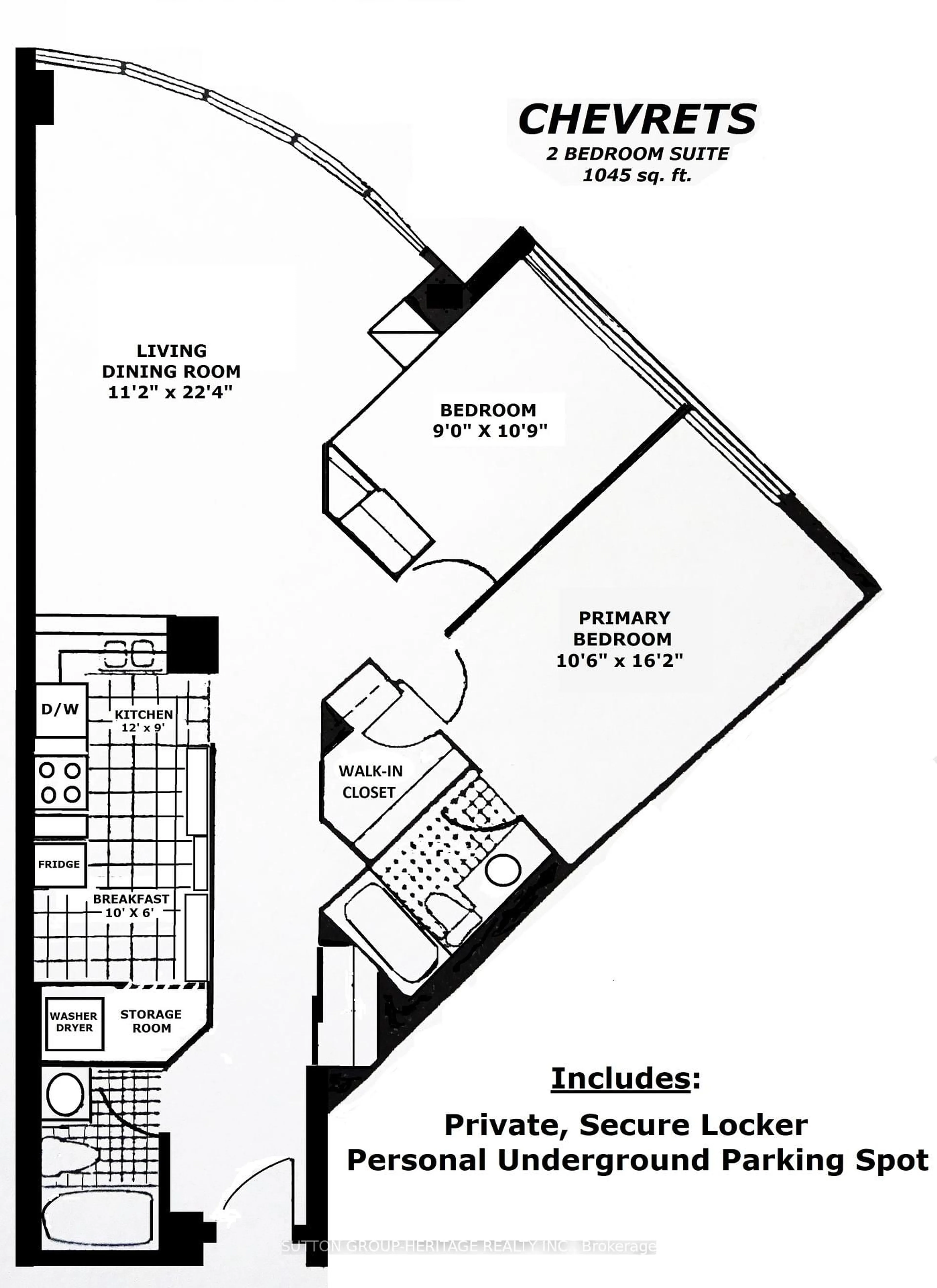 Floor plan for 712 Rossland Rd #307, Whitby Ontario L1N 9E8