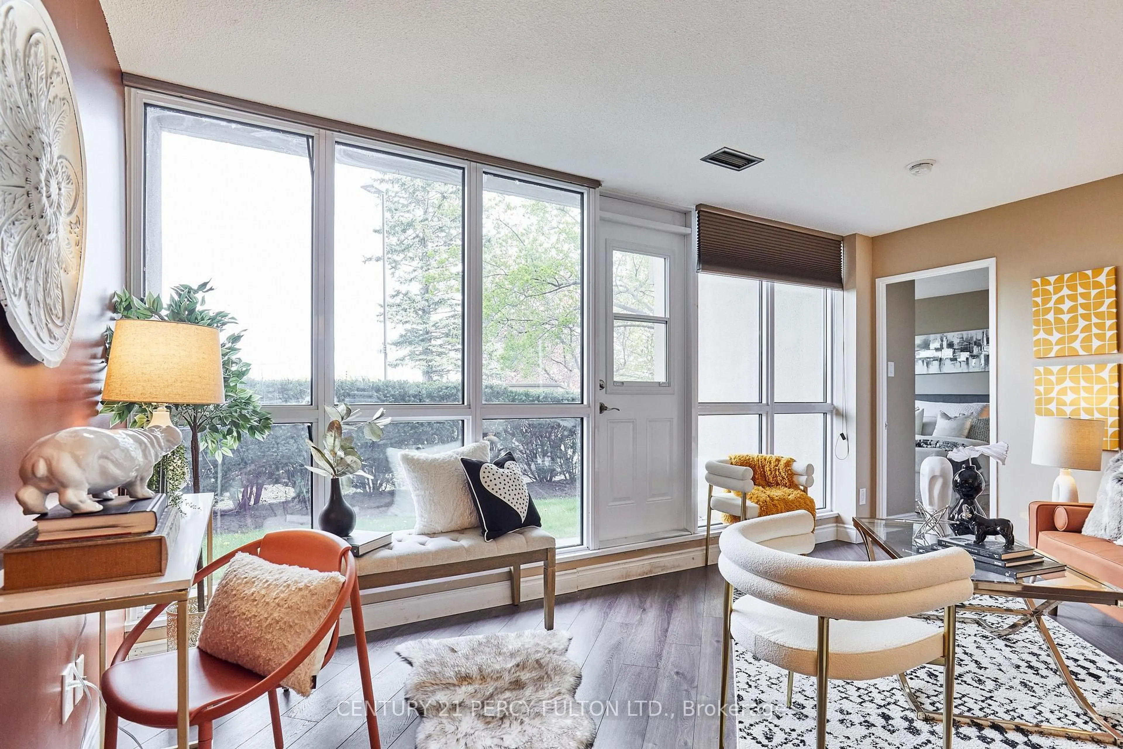 Living room with furniture, wood/laminate floor for 2 Westney Rd #102, Ajax Ontario L1T 3H3