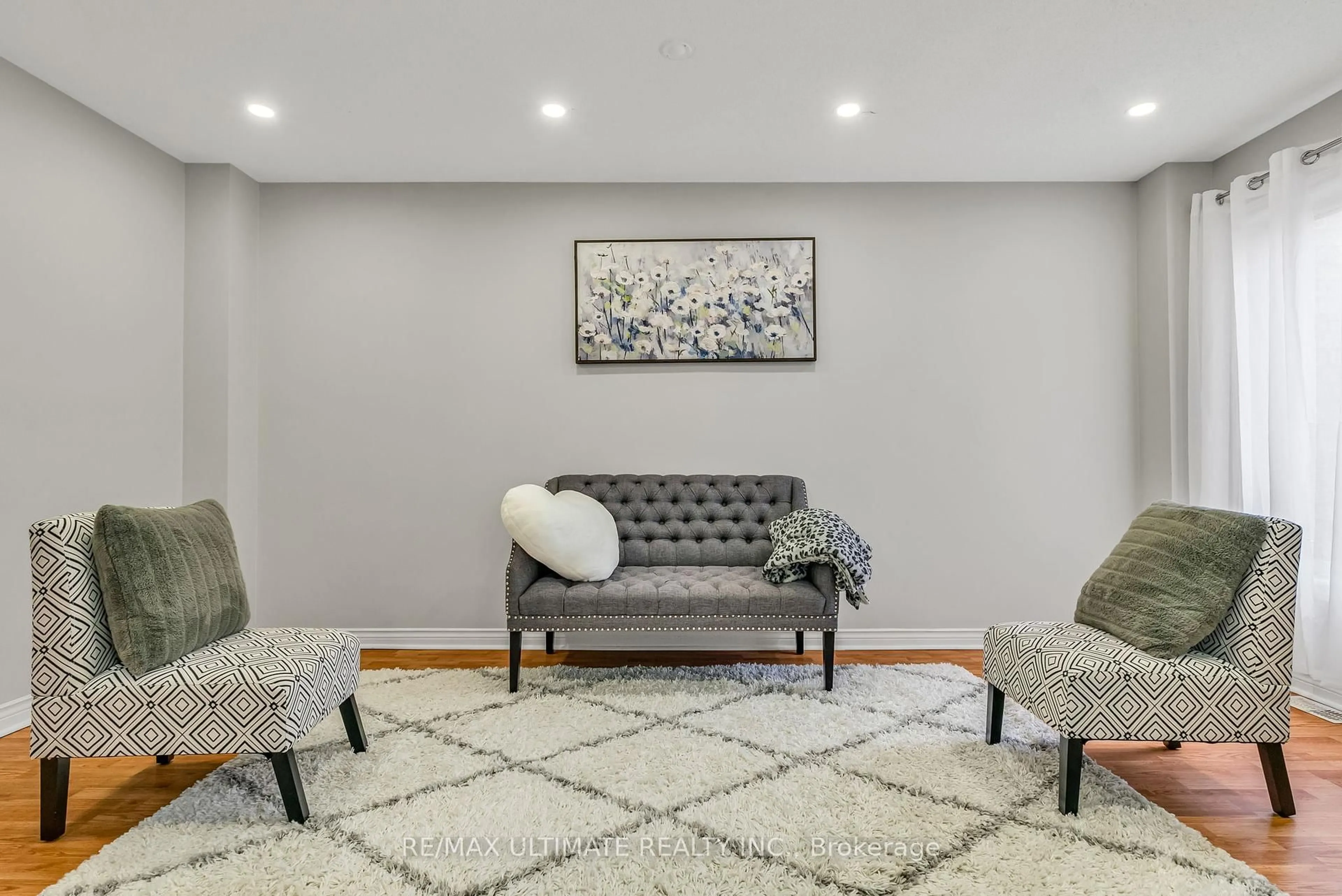 Living room with furniture, carpet floor for 8 Dooley Cres, Ajax Ontario L1T 4J4