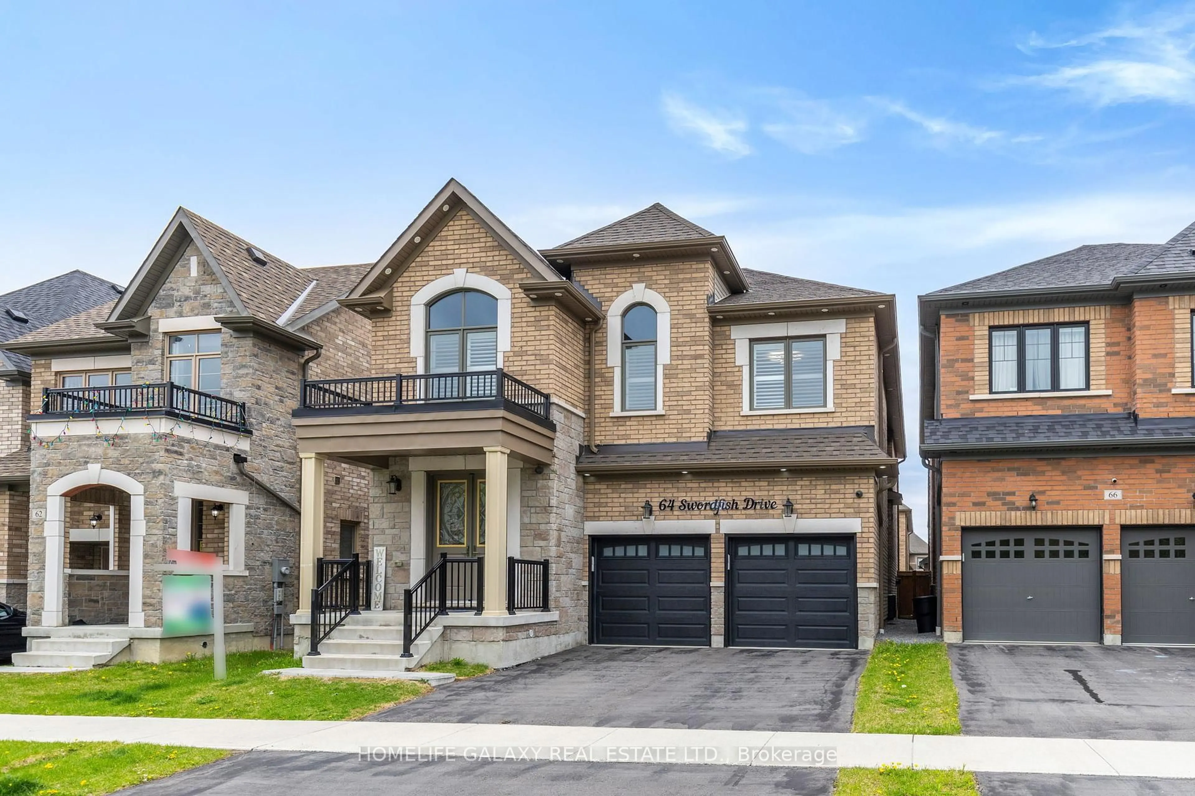 Home with brick exterior material, street for 64 Swordfish Dr, Whitby Ontario L1P 0K5