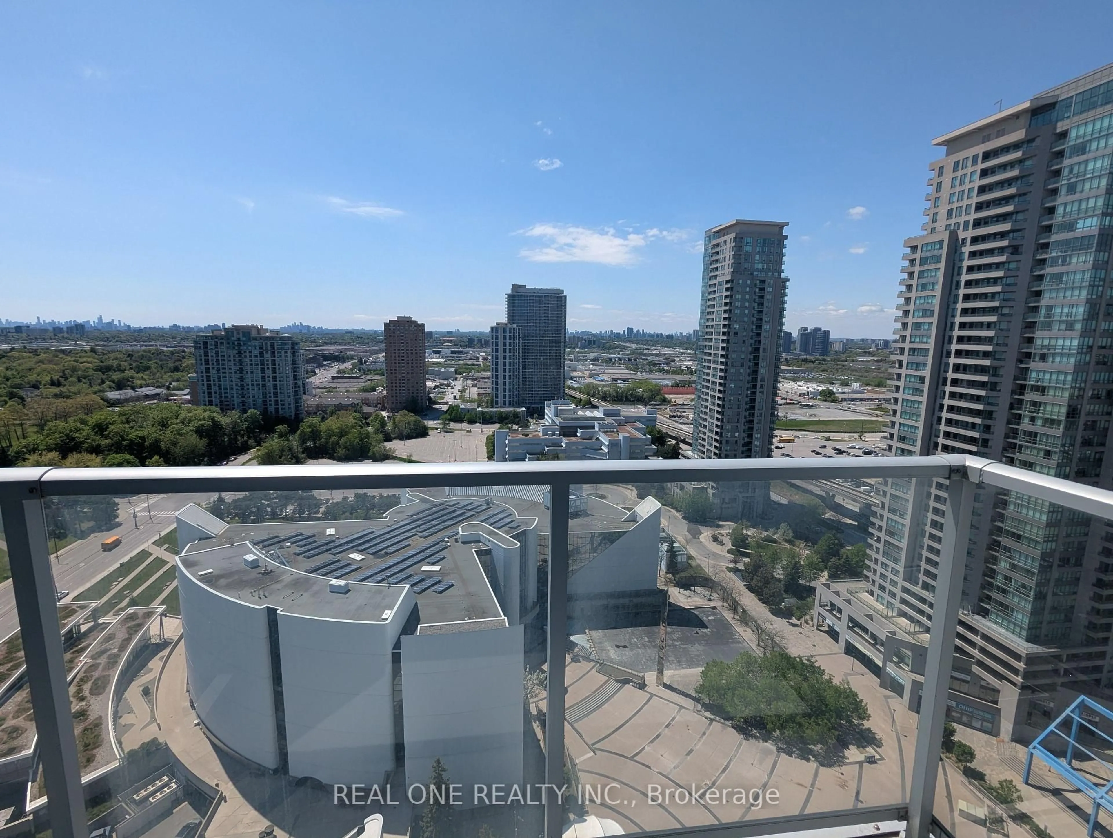 Balcony in the apartment, city buildings view from balcony for 60 Town Centre Crt #2601, Toronto Ontario M1P 0B1