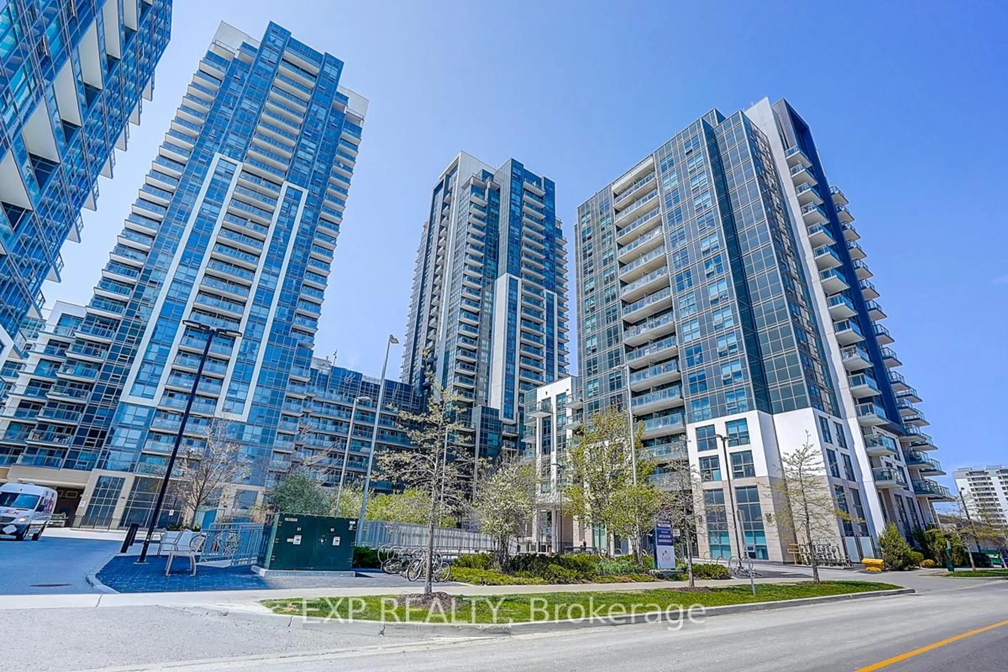 A pic from outside/outdoor area/front of a property/back of a property/a pic from drone, city buildings view from balcony for 30 Meadowglen Pl #2601, Toronto Ontario M1G 0A6