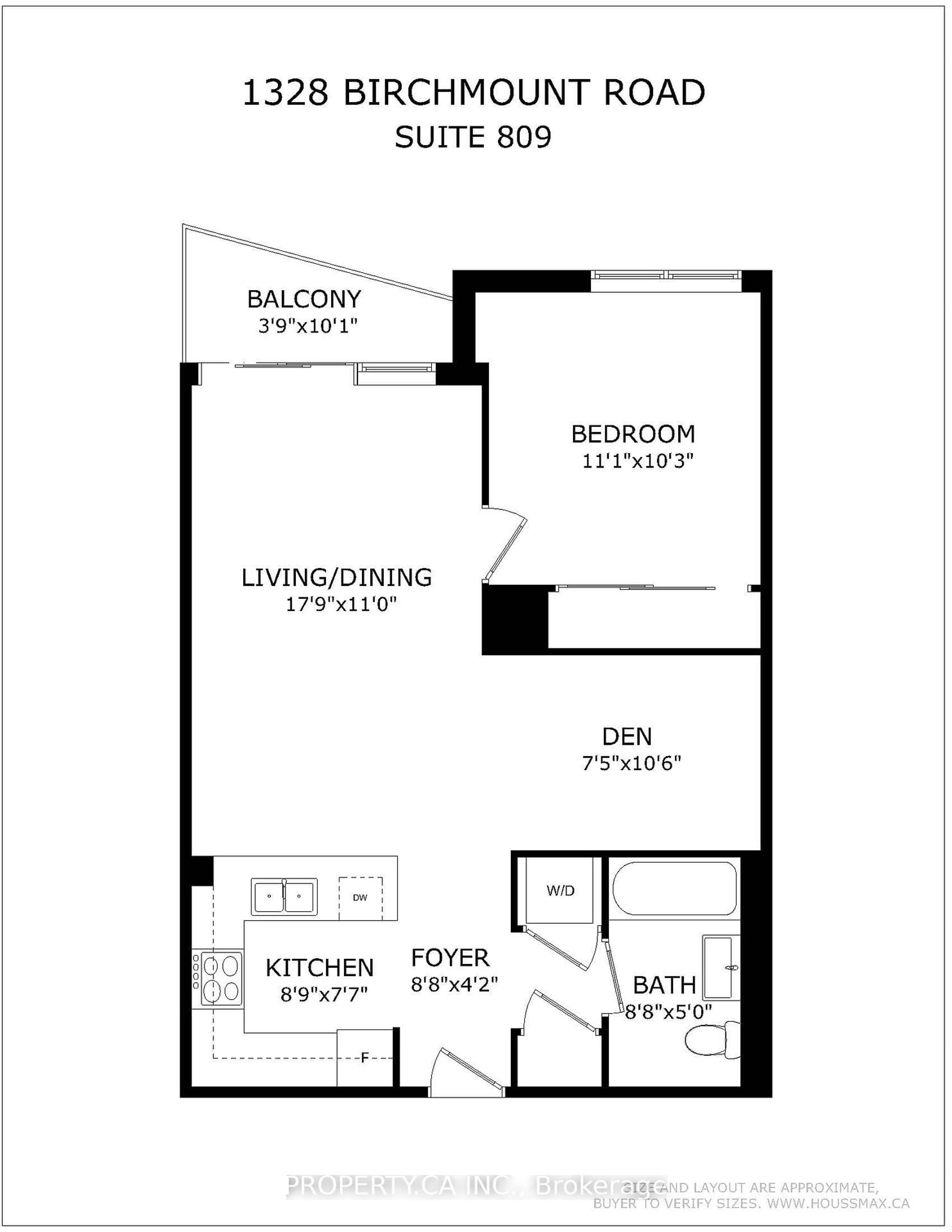 Floor plan for 1328 Birchmount Rd #809, Toronto Ontario M1R 0B6