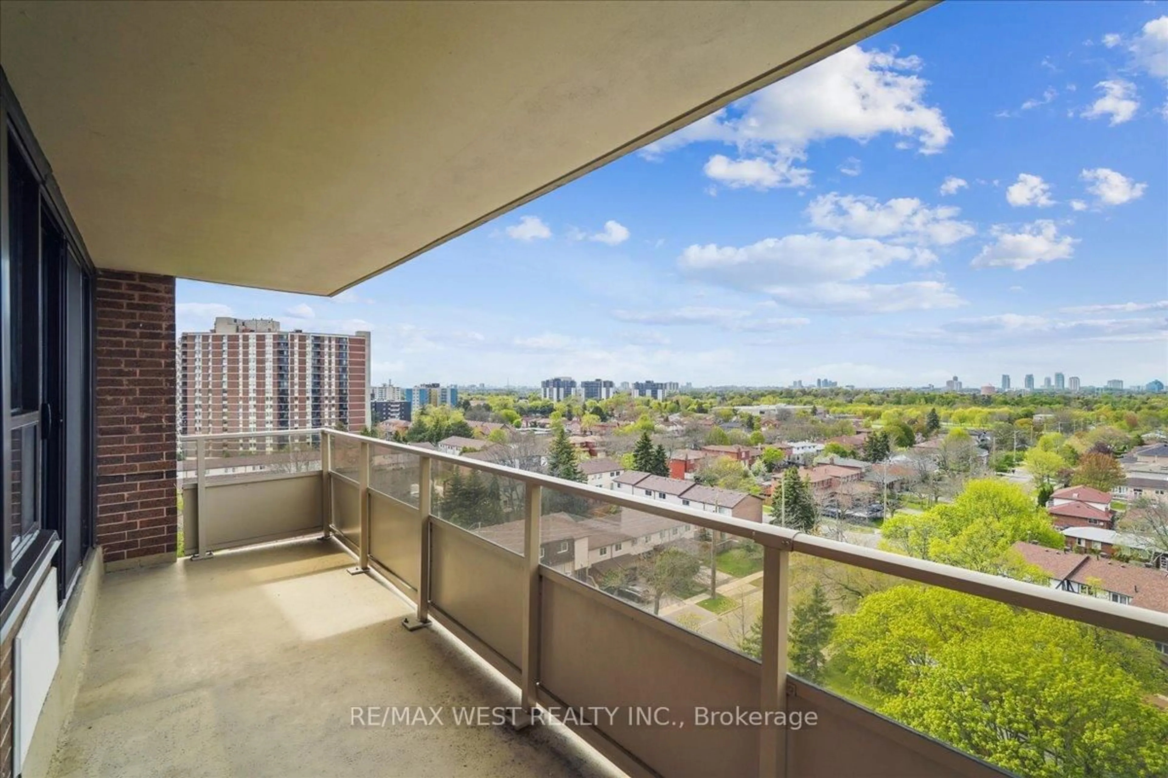 Balcony in the apartment, city buildings view from balcony for 15 Torrance Rd #1002, Toronto Ontario M1J 3K2
