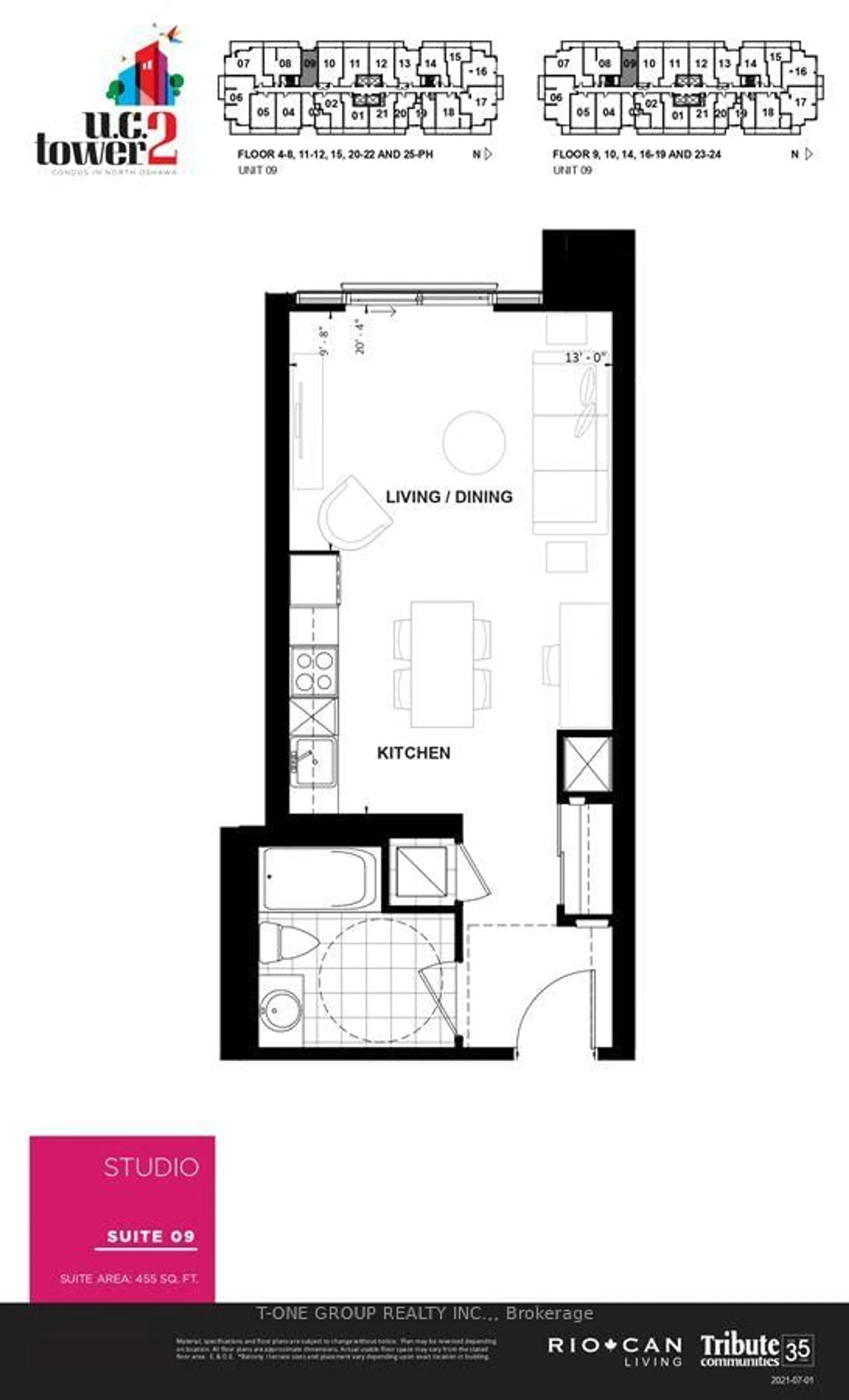 Floor plan for 2545 Simcoe St #1709, Oshawa Ontario L1H 7K4