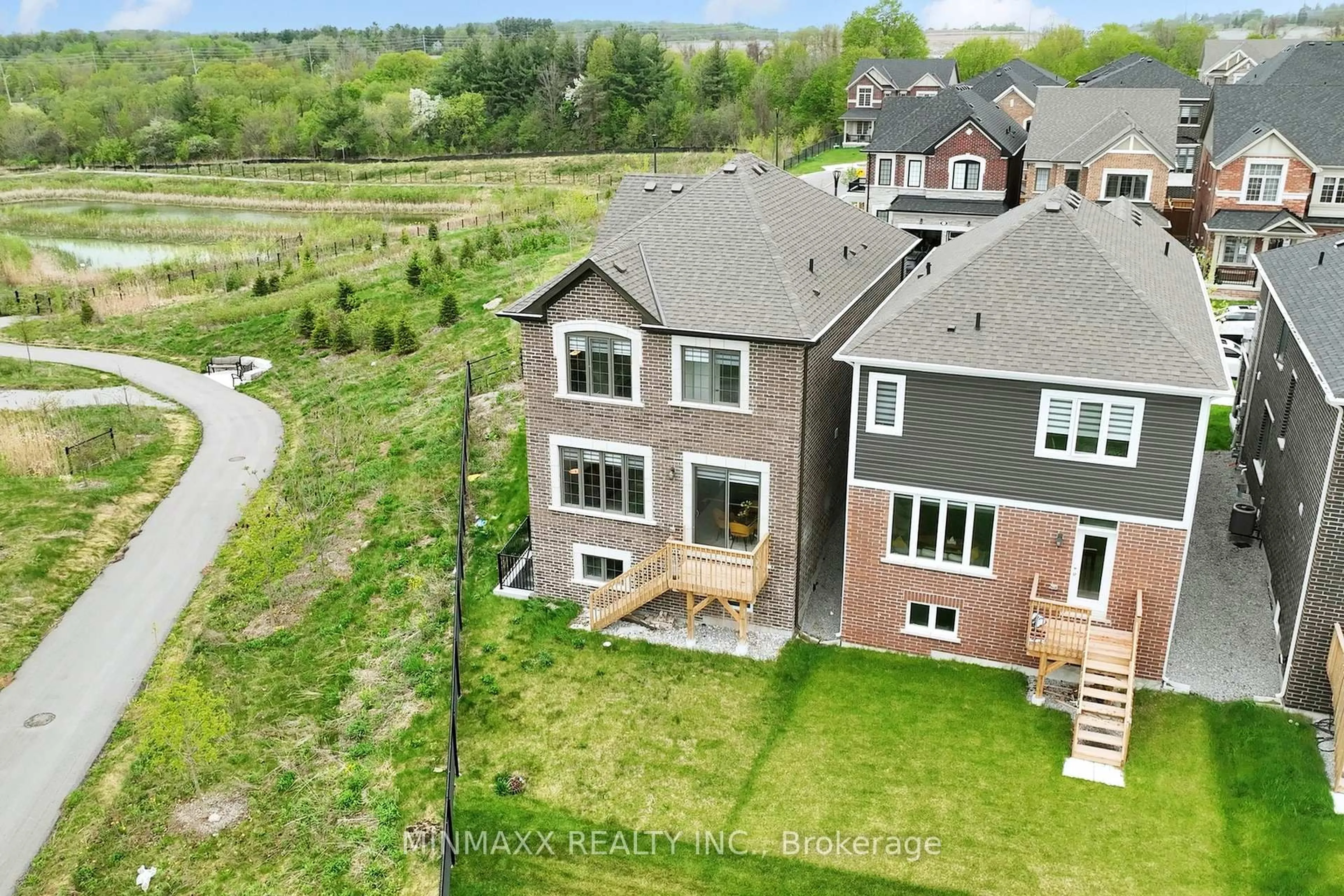 A pic from outside/outdoor area/front of a property/back of a property/a pic from drone, water/lake/river/ocean view for 3050 Hollyberry Tr, Pickering Ontario L1X 0N5