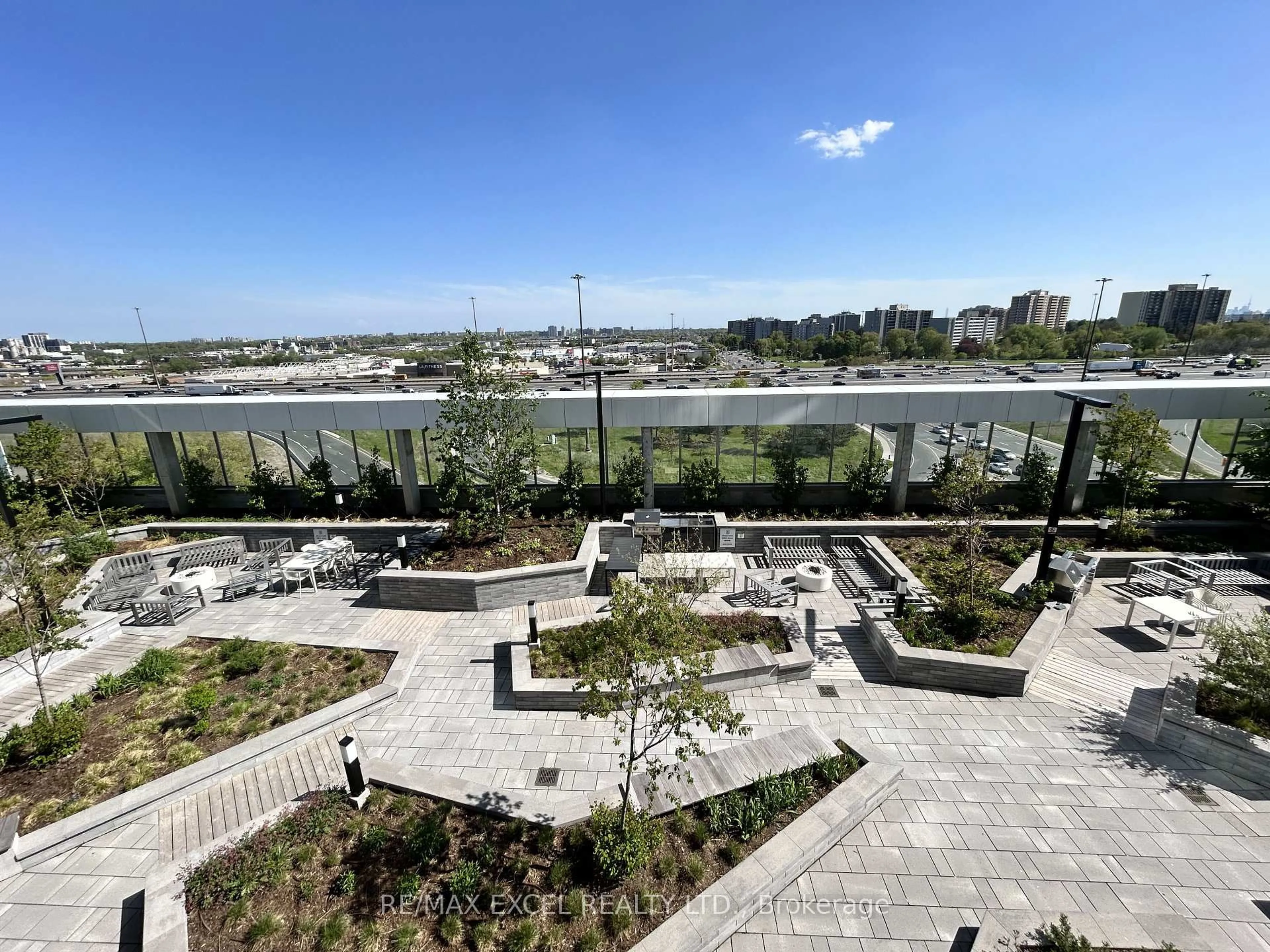 Patio, city buildings view from balcony for 2031 Kennedy Rd #925, Toronto Ontario M1T 0B8