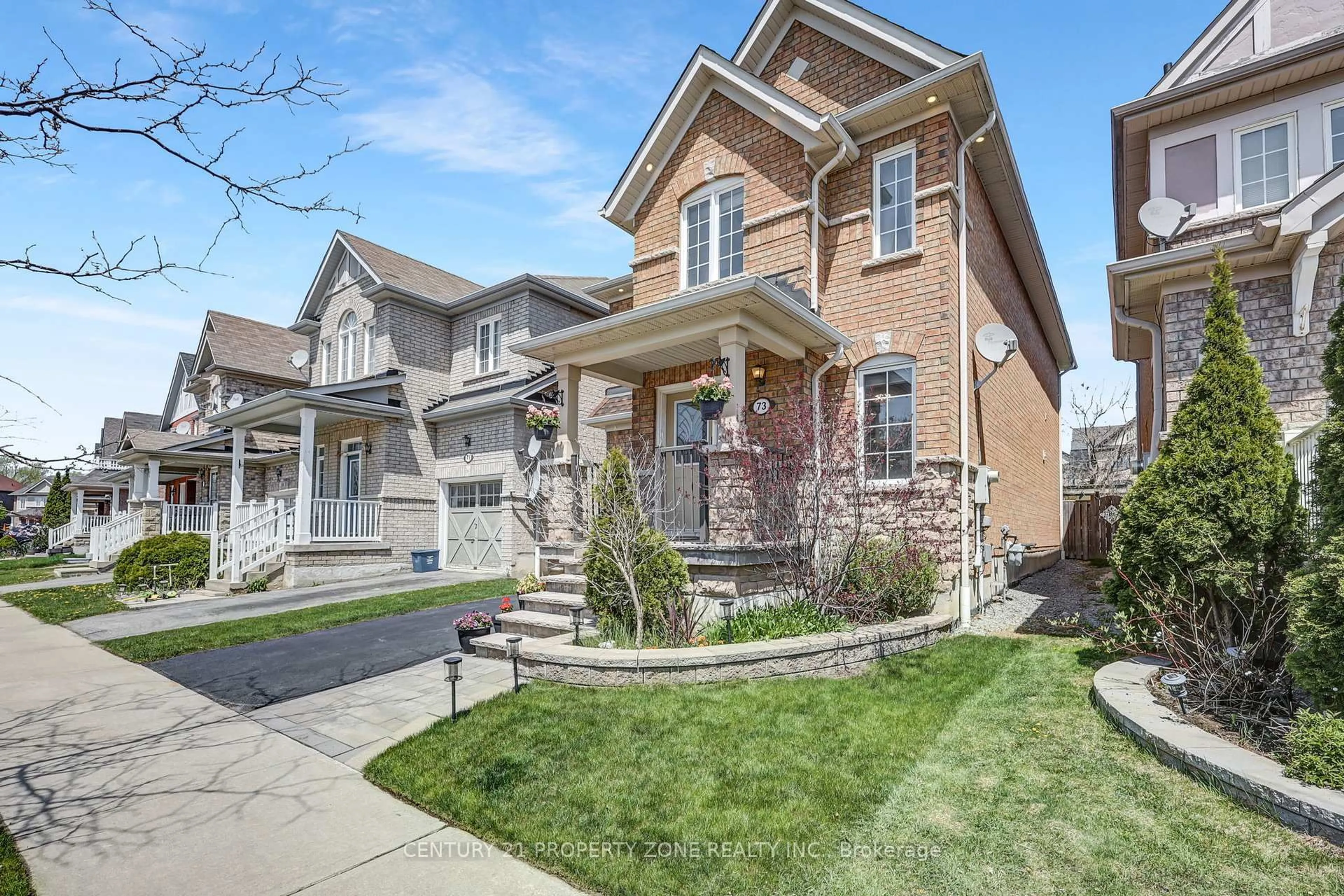 Home with brick exterior material, street for 73 Feint Dr, Ajax Ontario L1T 0E7