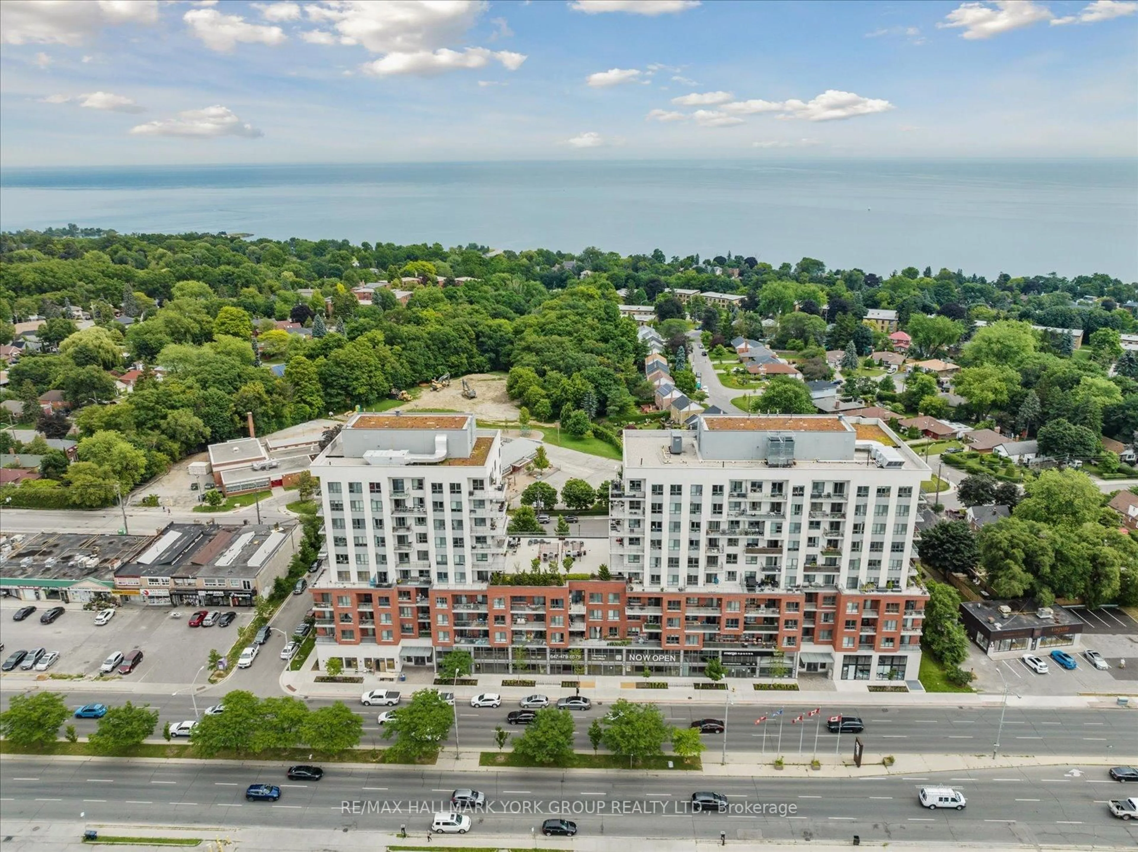 A pic from outside/outdoor area/front of a property/back of a property/a pic from drone, city buildings view from balcony for 22 East Haven Dr #527, Toronto Ontario M1N 0B4