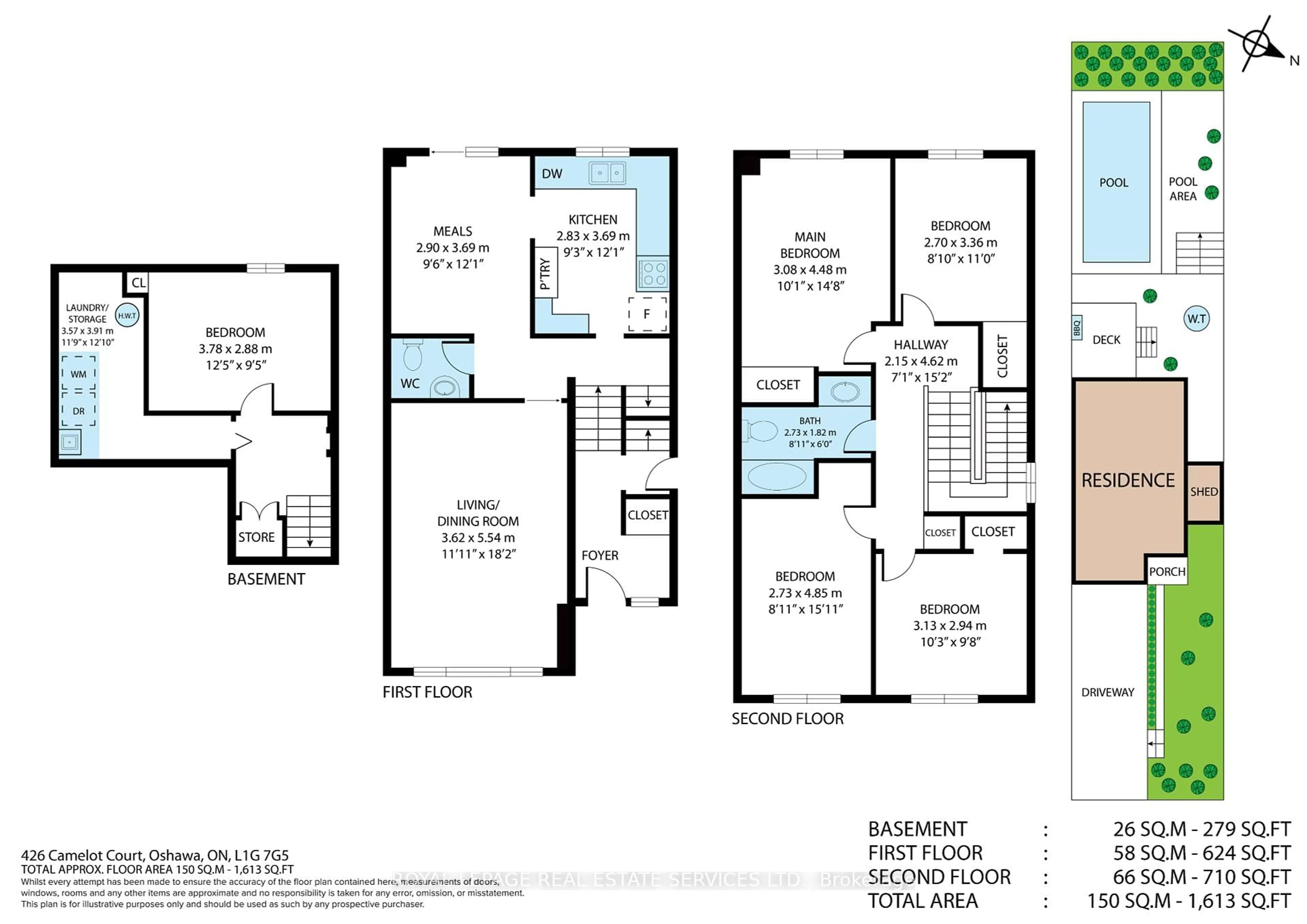 Floor plan for 426 Camelot Crt, Oshawa Ontario L1G 6P7