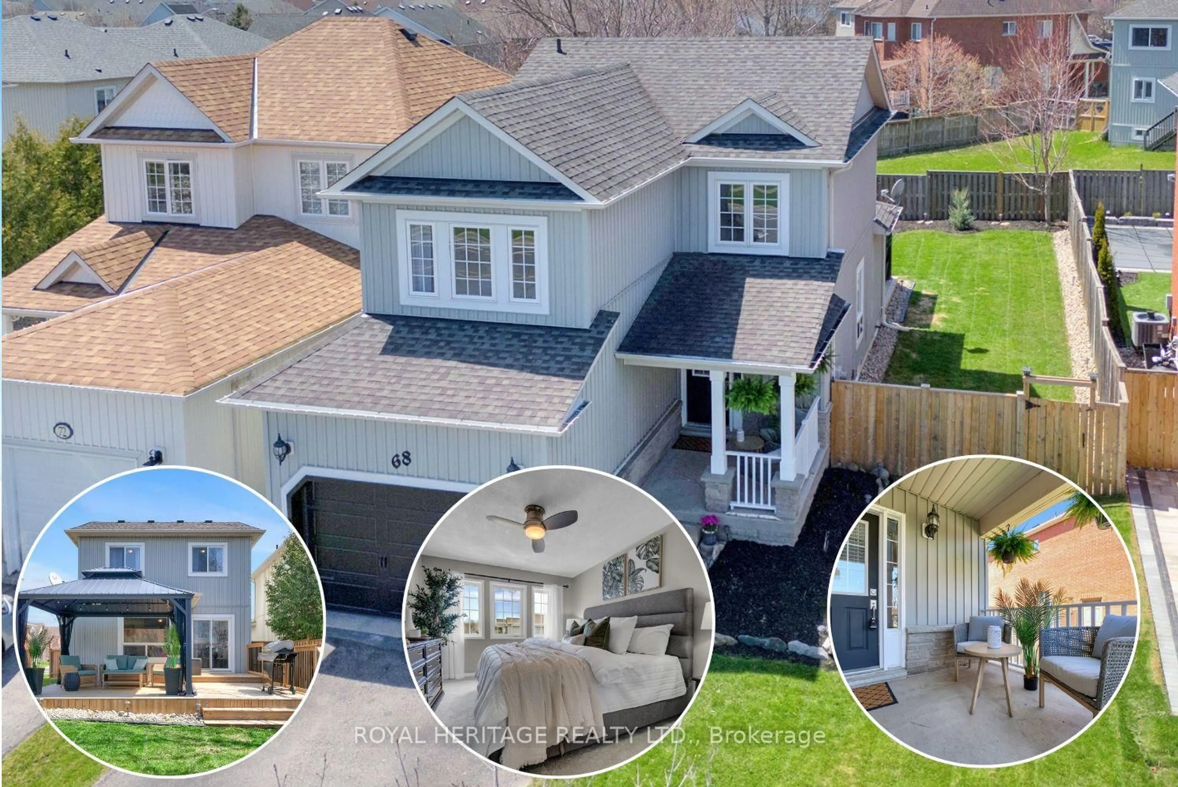A pic from outside/outdoor area/front of a property/back of a property/a pic from drone, street for 68 Brookhouse Dr, Clarington Ontario L1B 1N8