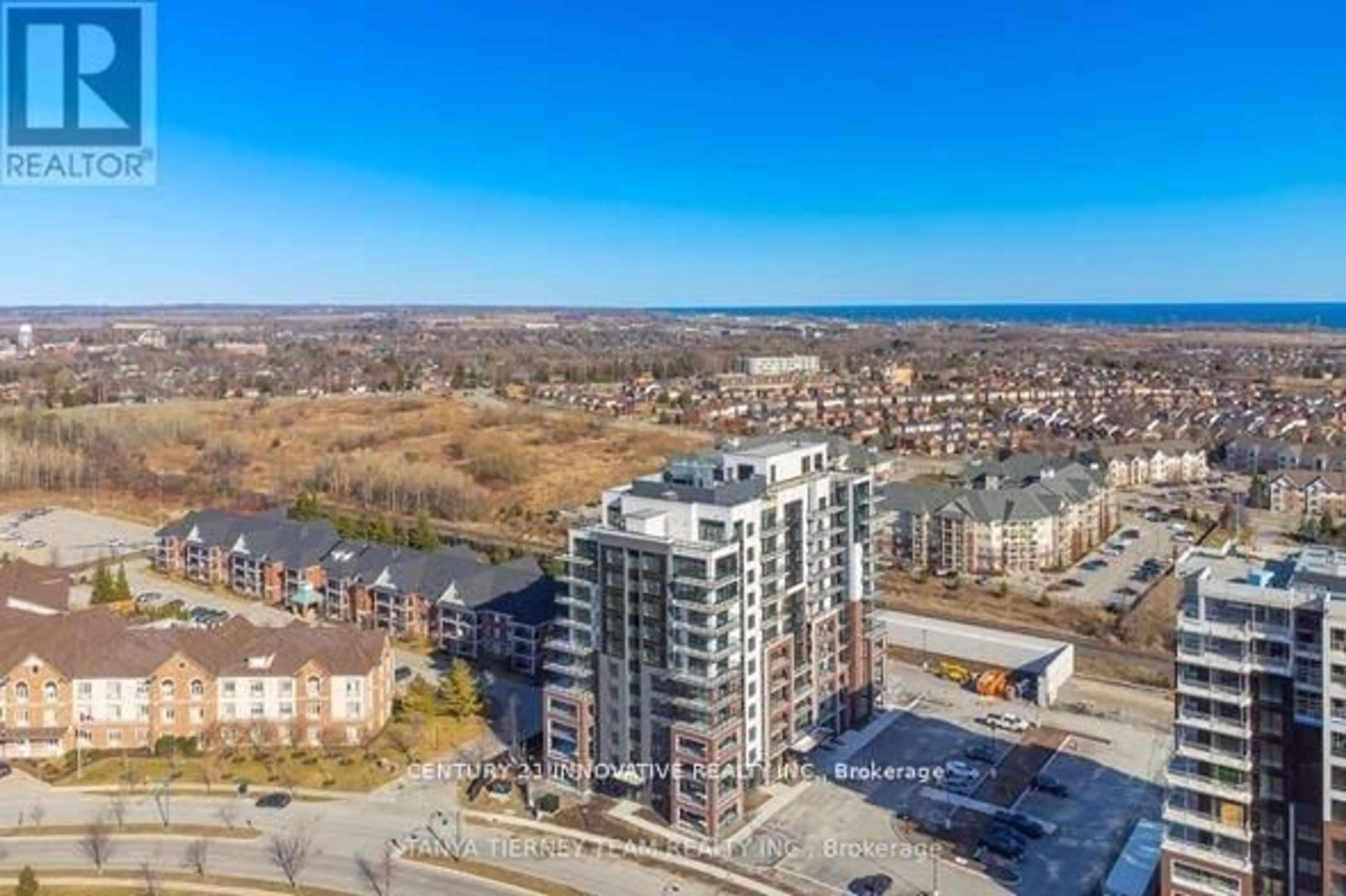 A pic from outside/outdoor area/front of a property/back of a property/a pic from drone, city buildings view from balcony for 55 Clarington Blvd #812, Clarington Ontario L1C 0A1