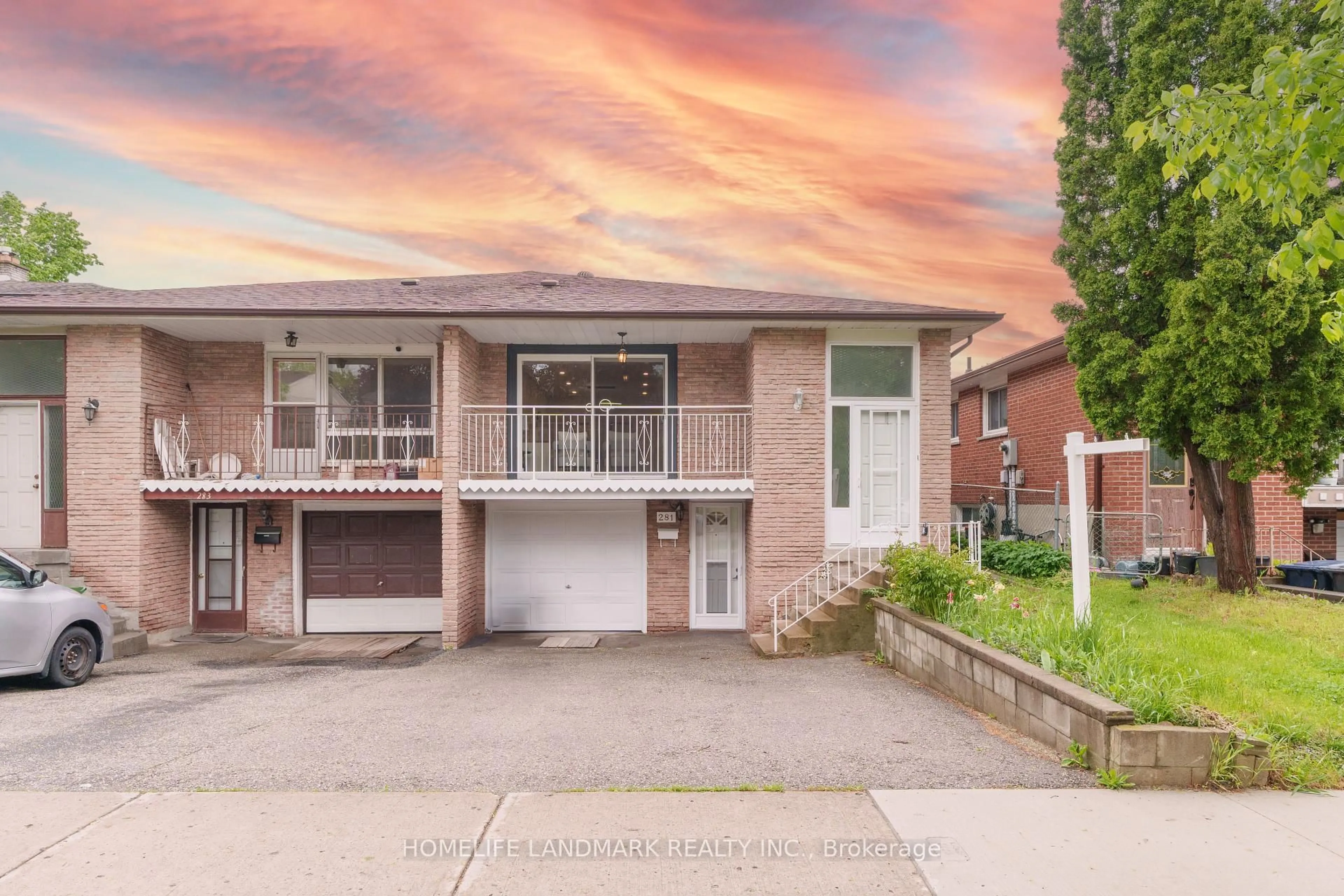 Home with brick exterior material, street for 281 Timberbank Blvd, Toronto Ontario M1W 2G9