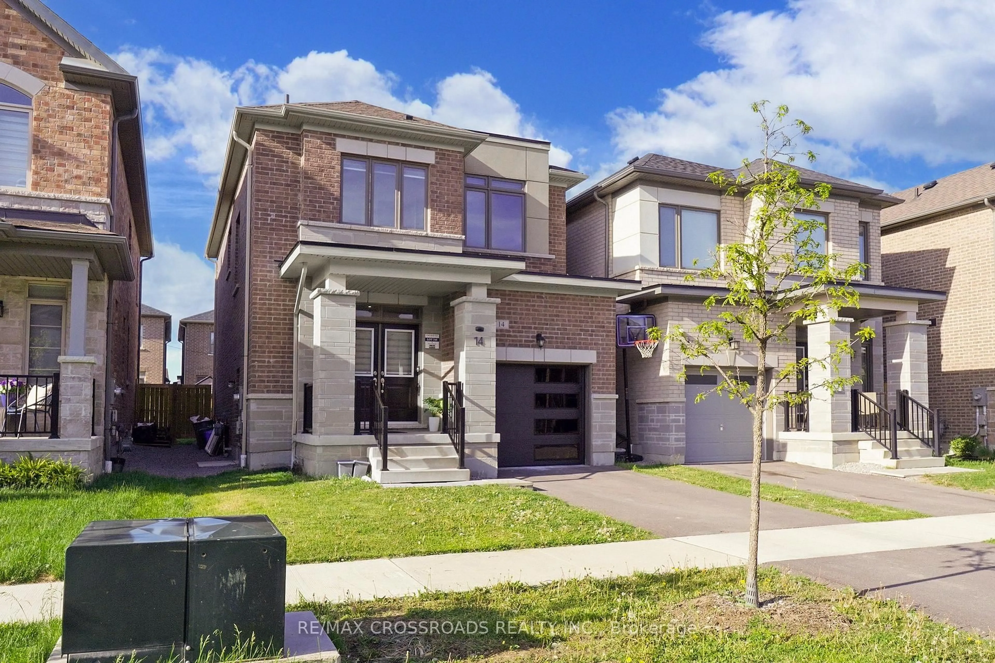 Home with brick exterior material, street for 14 Ogston Cres, Whitby Ontario L1P 0G9