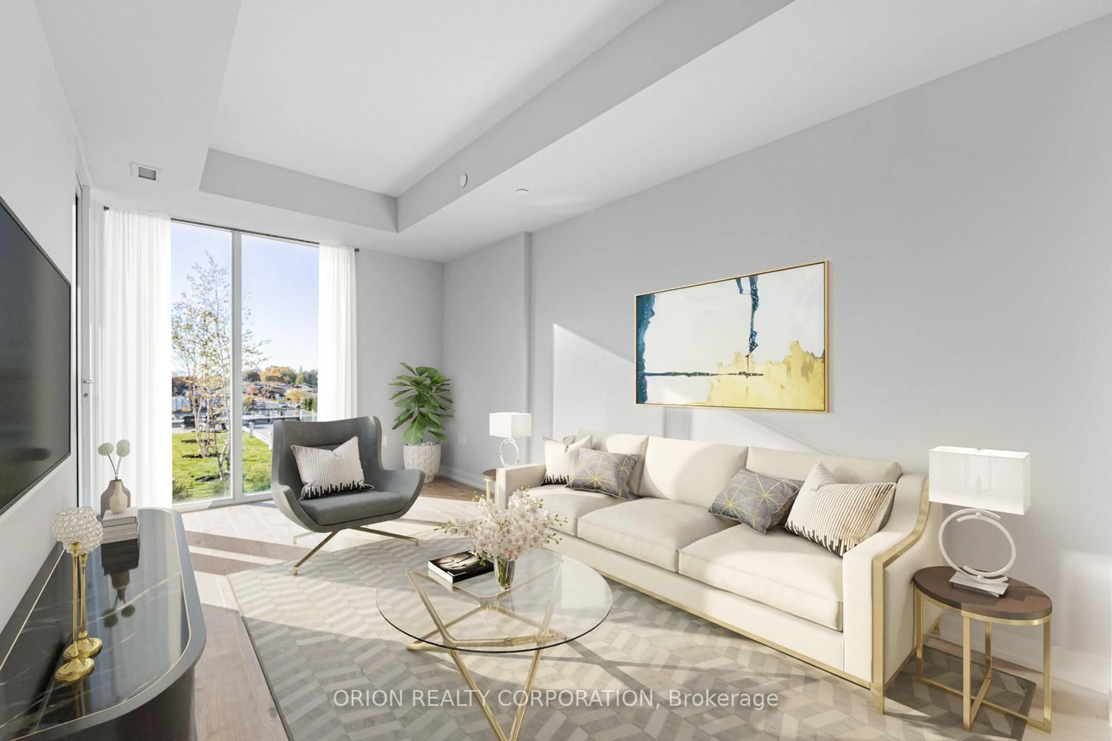 Living room with furniture, unknown for 201 Brock St #414, Whitby Ontario L1K 4K2