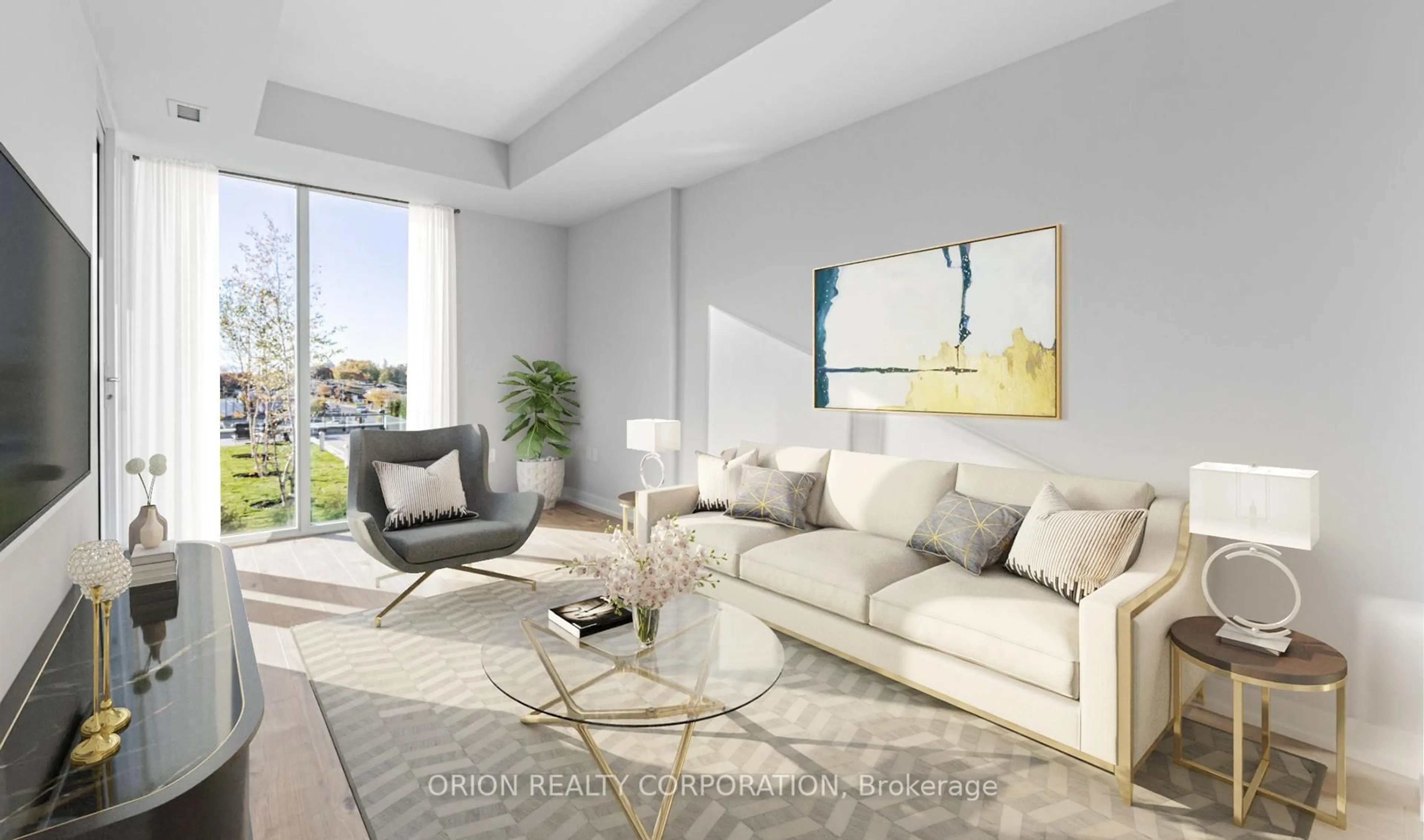 Living room with furniture, unknown for 201 Brock St #414, Whitby Ontario L1K 4K2