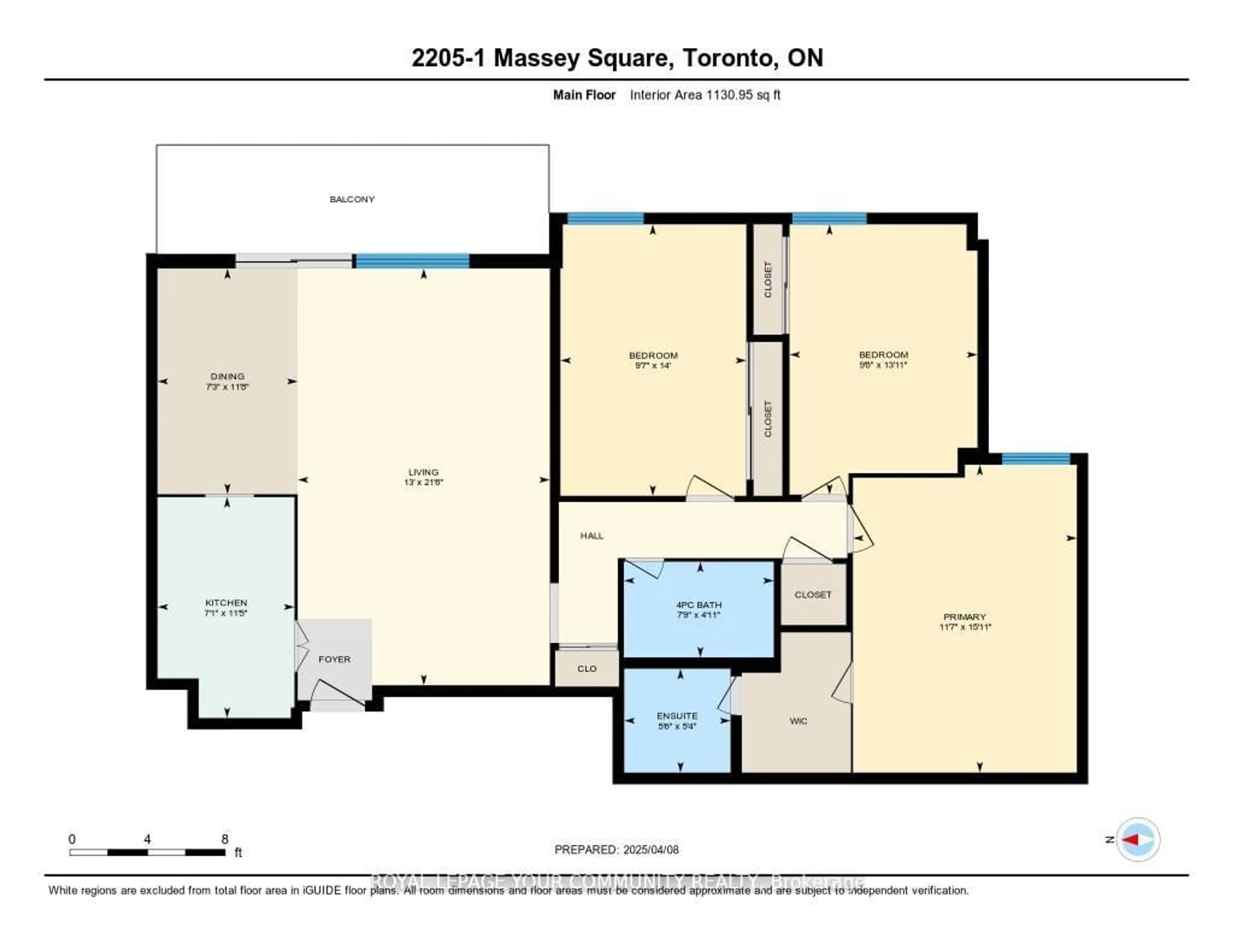 Floor plan for 1 Massey Sq #2205, Toronto Ontario M4C 5L4