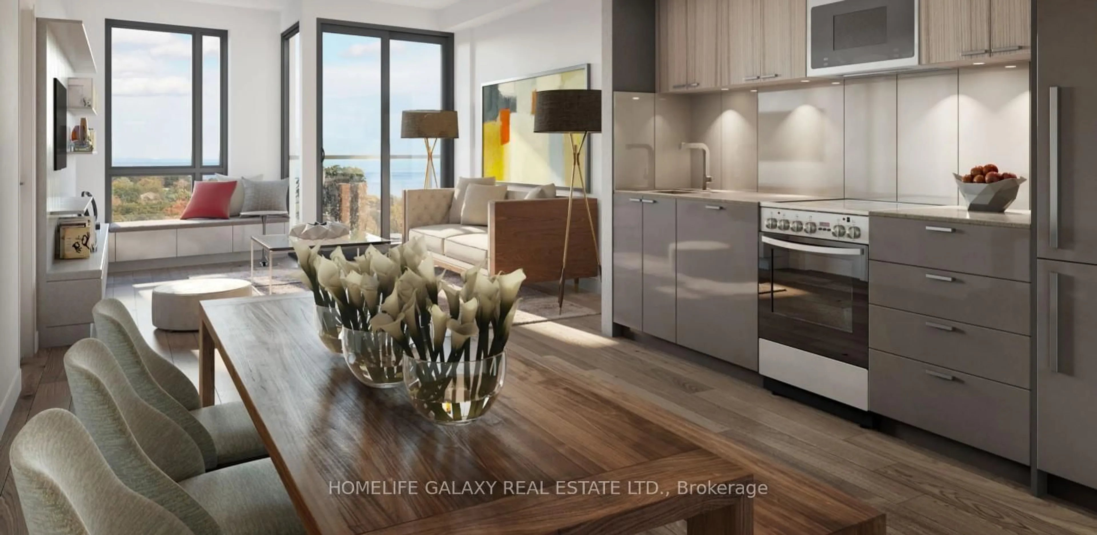 Open concept kitchen, wood/laminate floor for 90 Glen Everest Rd #903, Toronto Ontario M1N 0C3