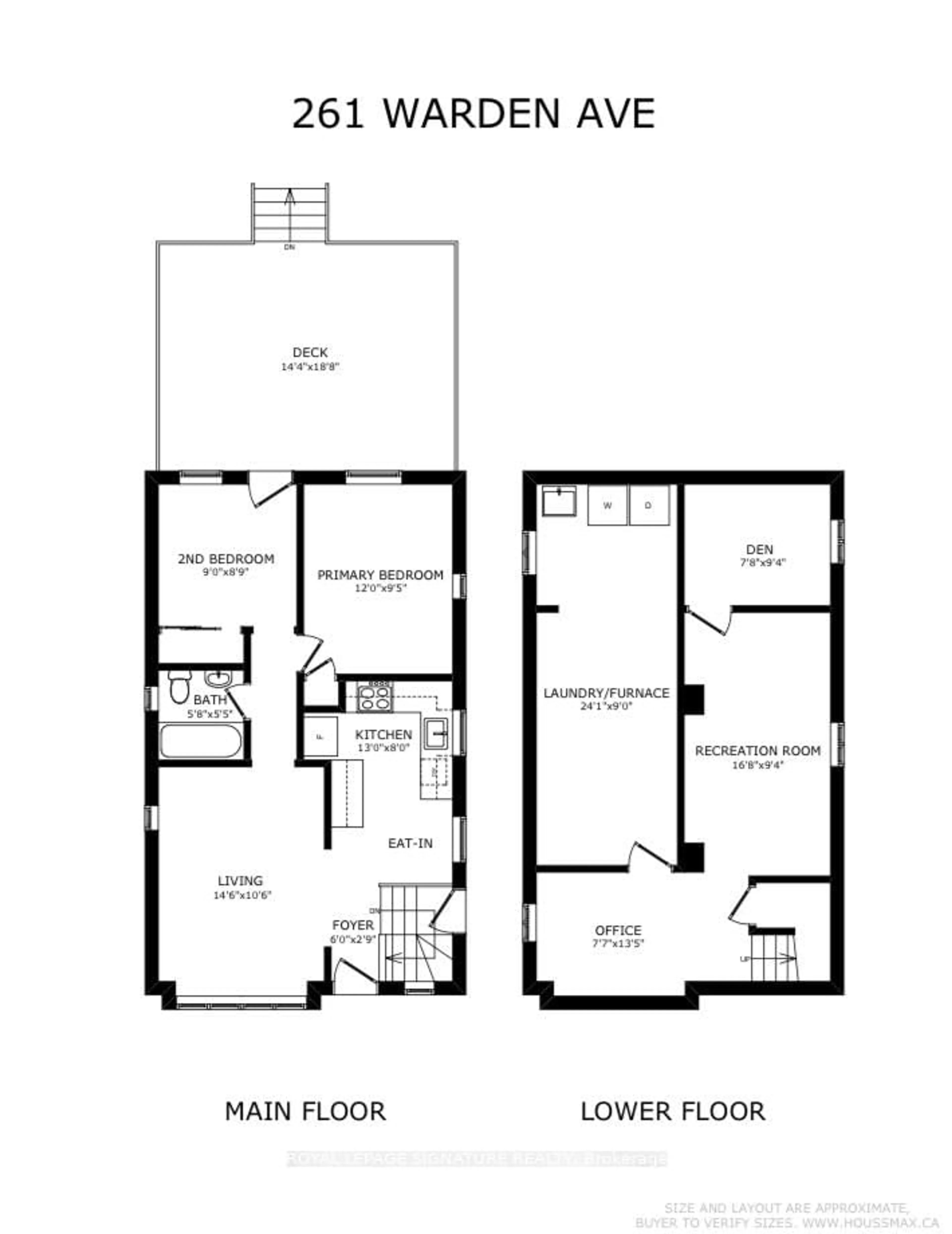 Floor plan for 261 Warden Ave, Toronto Ontario M1N 2Z9