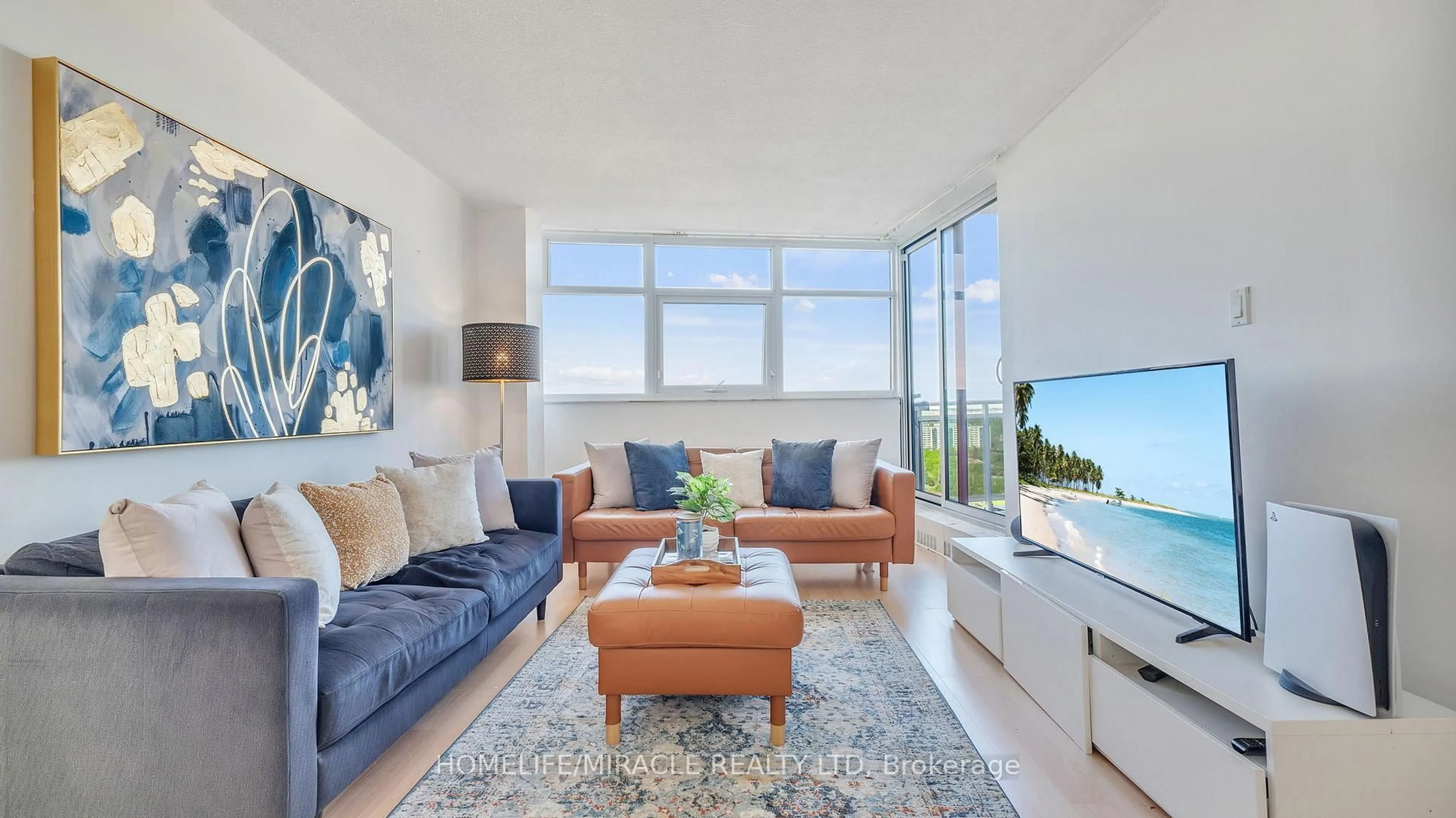 Living room with furniture, unknown for 100 Echo Pt #PH10, Toronto Ontario M1W 2V2