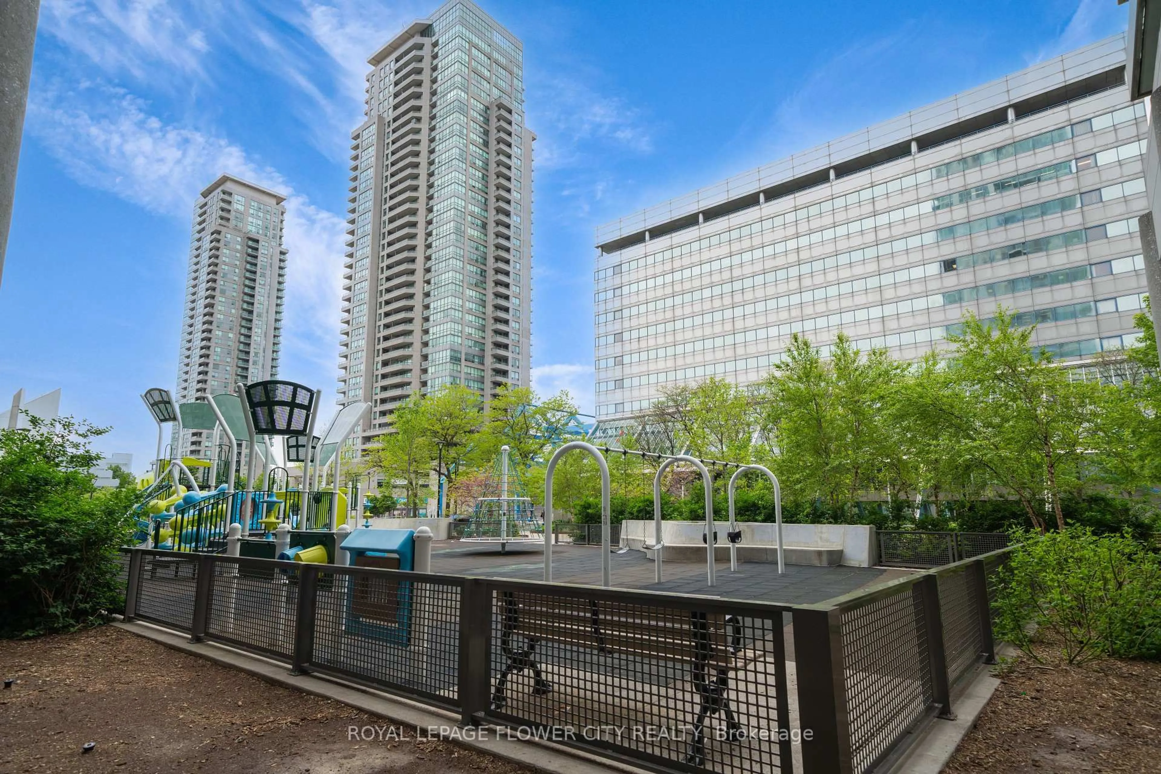 Patio, city buildings view from balcony for 60 Town Centre Crt #306, Toronto Ontario M1P 0B1