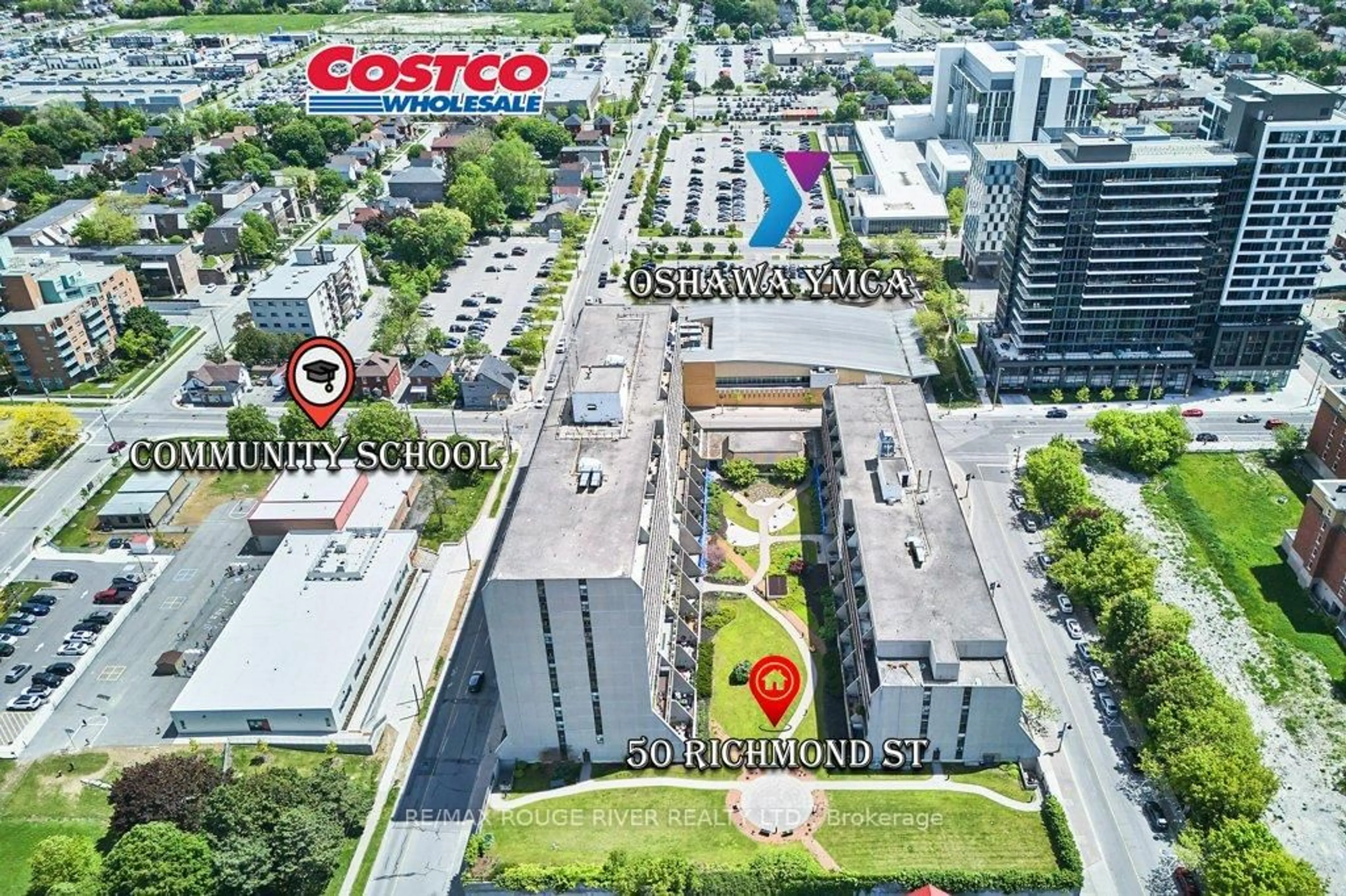 A pic from outside/outdoor area/front of a property/back of a property/a pic from drone, unknown for 50 Richmond St #525, Oshawa Ontario L1G 7C7