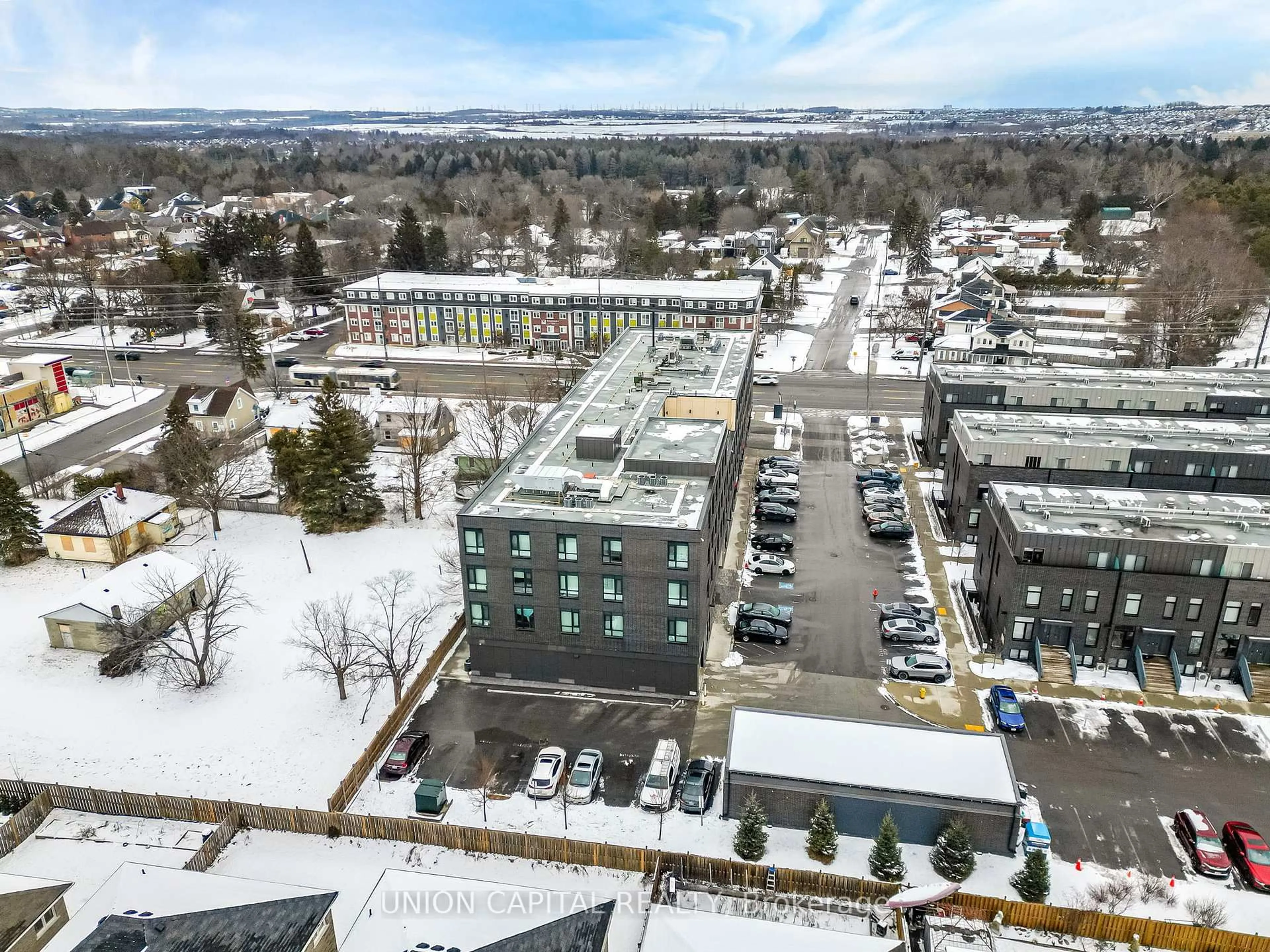 A pic from outside/outdoor area/front of a property/back of a property/a pic from drone, city buildings view from balcony for 1800 Simcoe St #201, Oshawa Ontario L1G 0C2