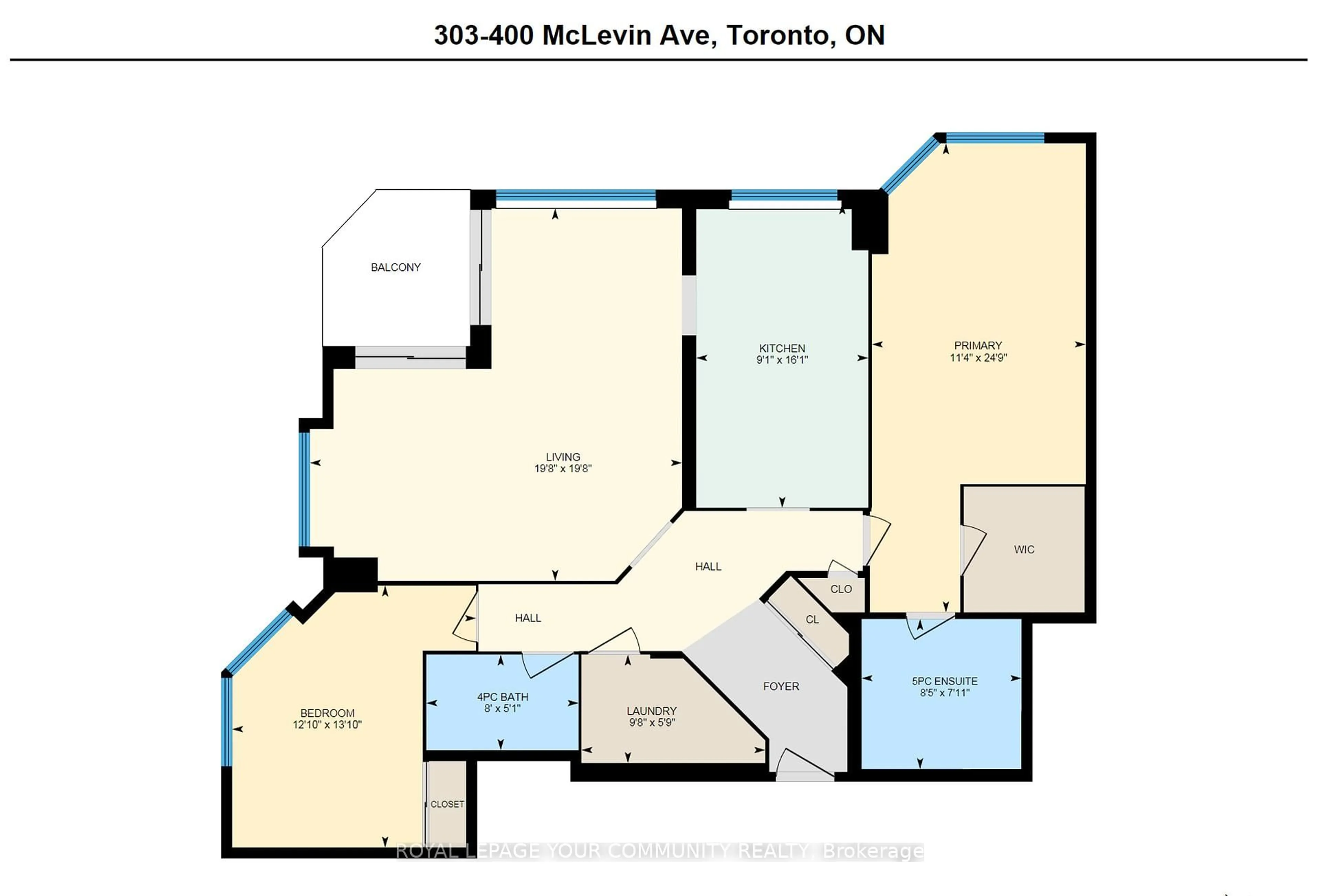 Floor plan for 400 McLevin Ave #303, Toronto Ontario M1B 5J4