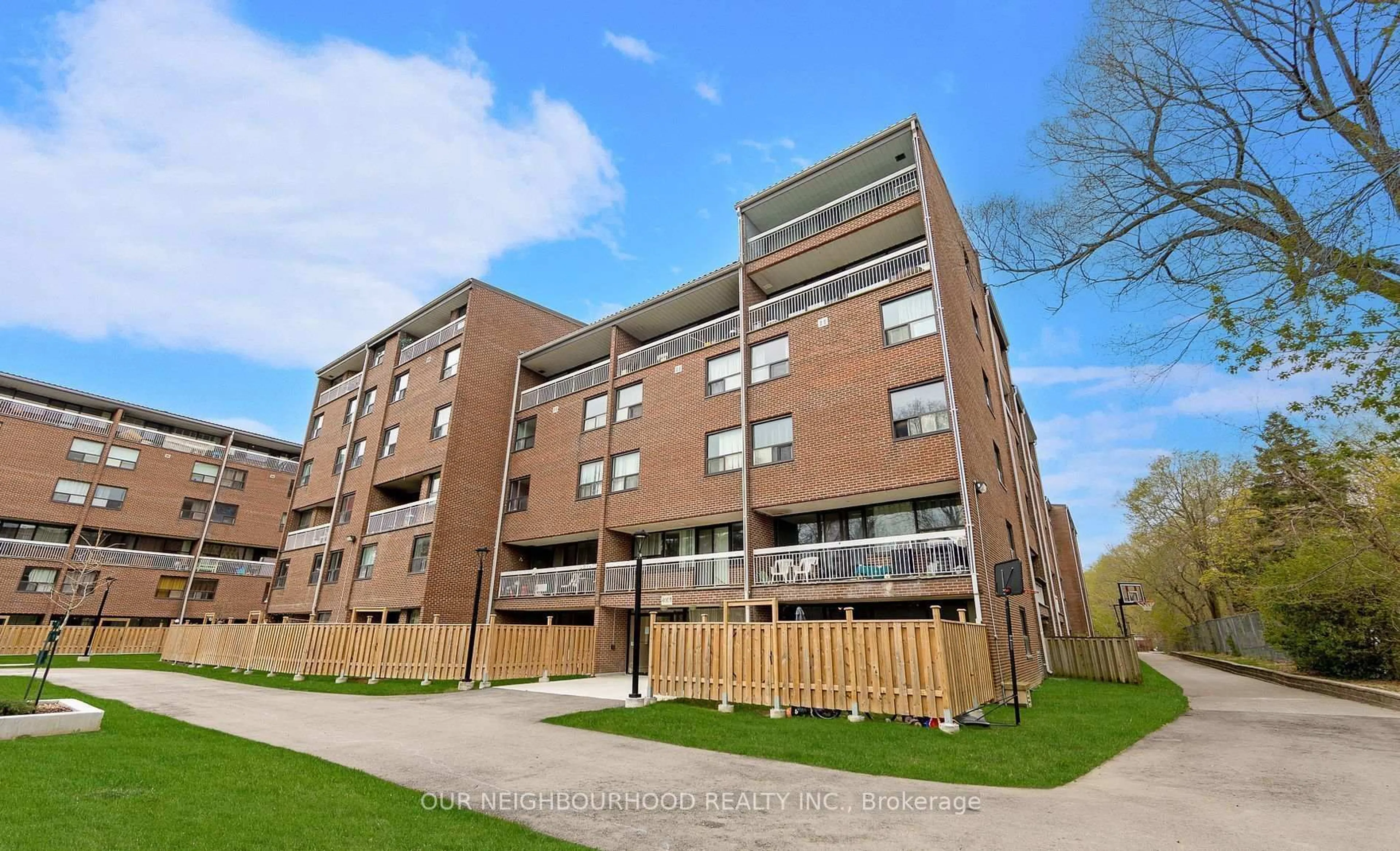 A pic from outside/outdoor area/front of a property/back of a property/a pic from drone, building for 4064 Lawrence Ave #205, Toronto Ontario M1E 4V6