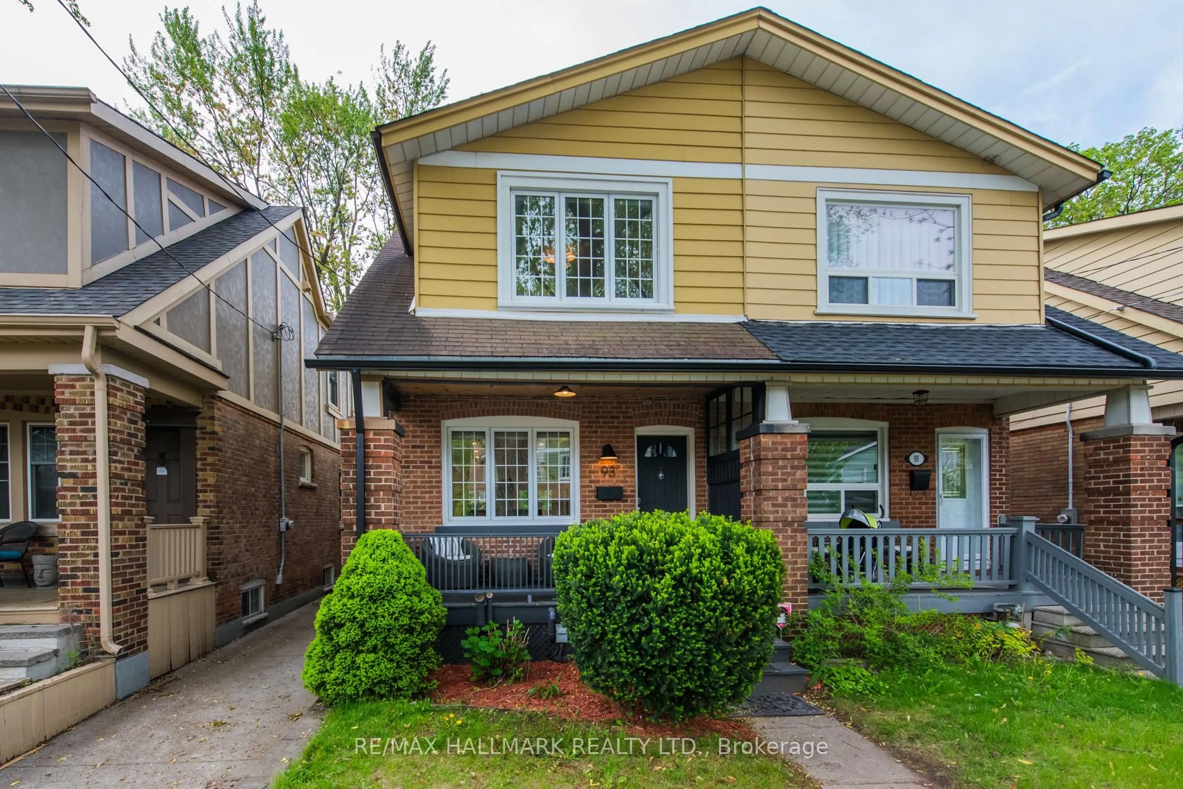 Home with brick exterior material, street for 93 Wolverleigh Blvd, Toronto Ontario M4J 1R8
