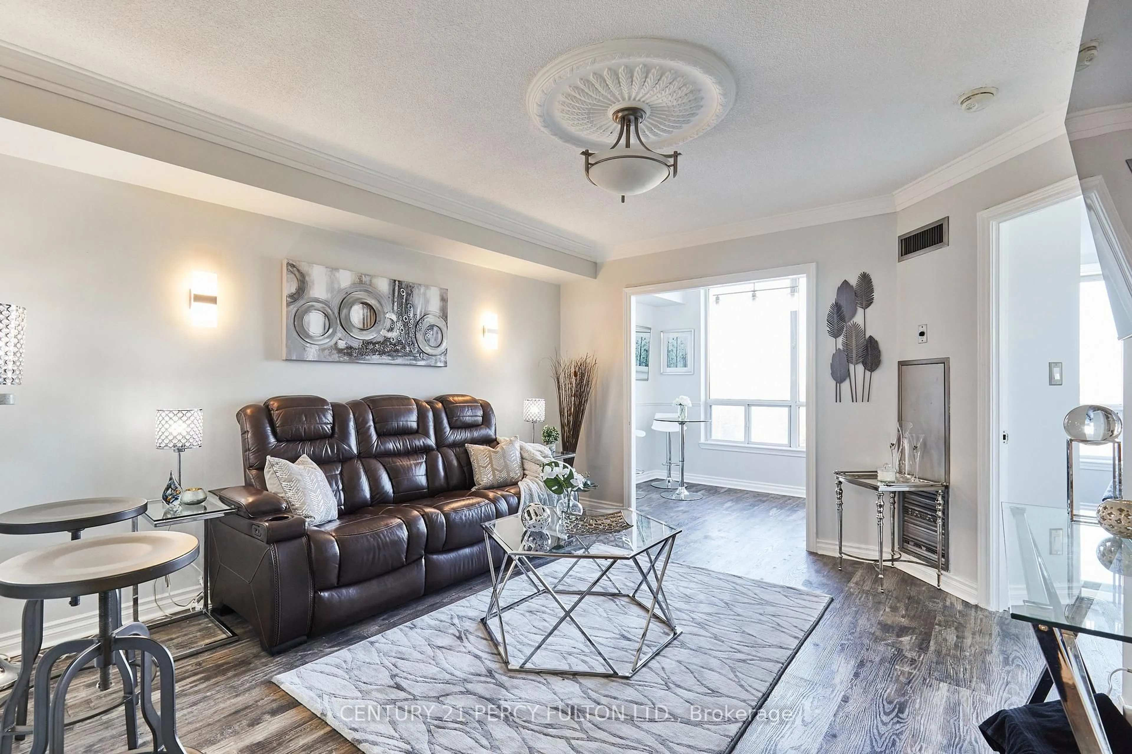 Living room with furniture, unknown for 711 Rossland Rd #702, Whitby Ontario L1N 8Z1