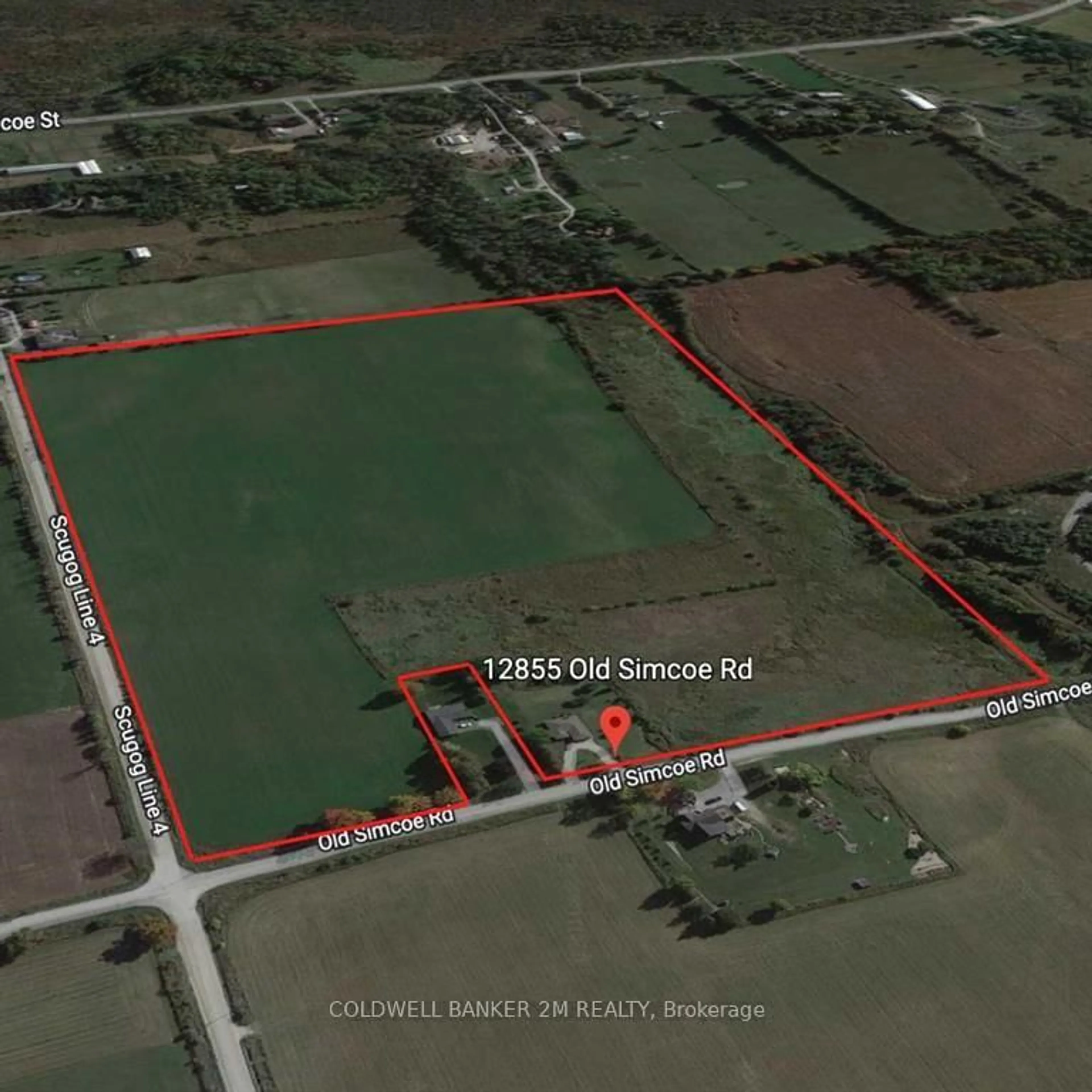 A pic from outside/outdoor area/front of a property/back of a property/a pic from drone, building for 12855 Old Simcoe Rd, Scugog Ontario L9L 1B3