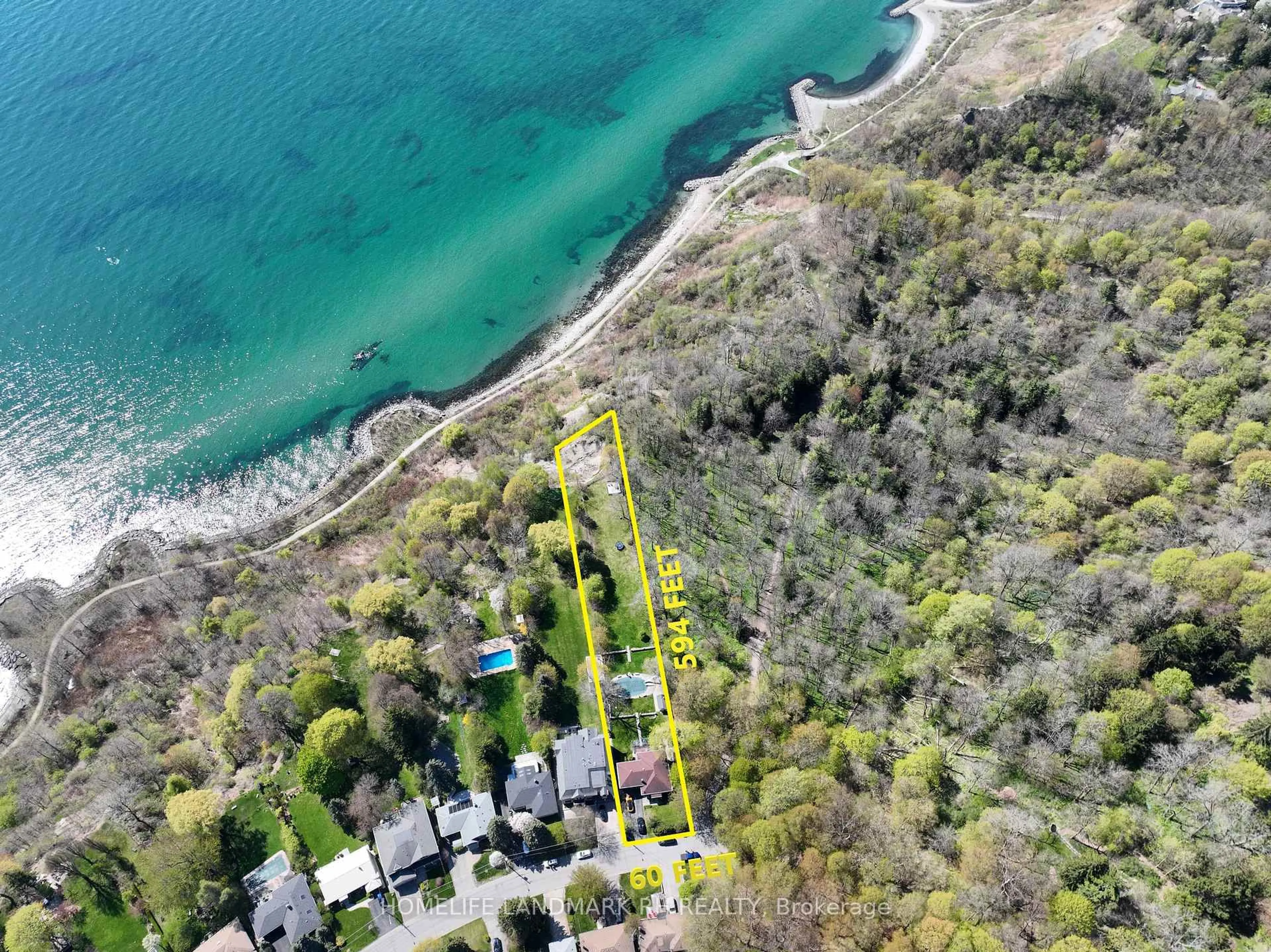 A pic from outside/outdoor area/front of a property/back of a property/a pic from drone, water/lake/river/ocean view for 61 Sylvan Ave, Toronto Ontario M1M 1J9