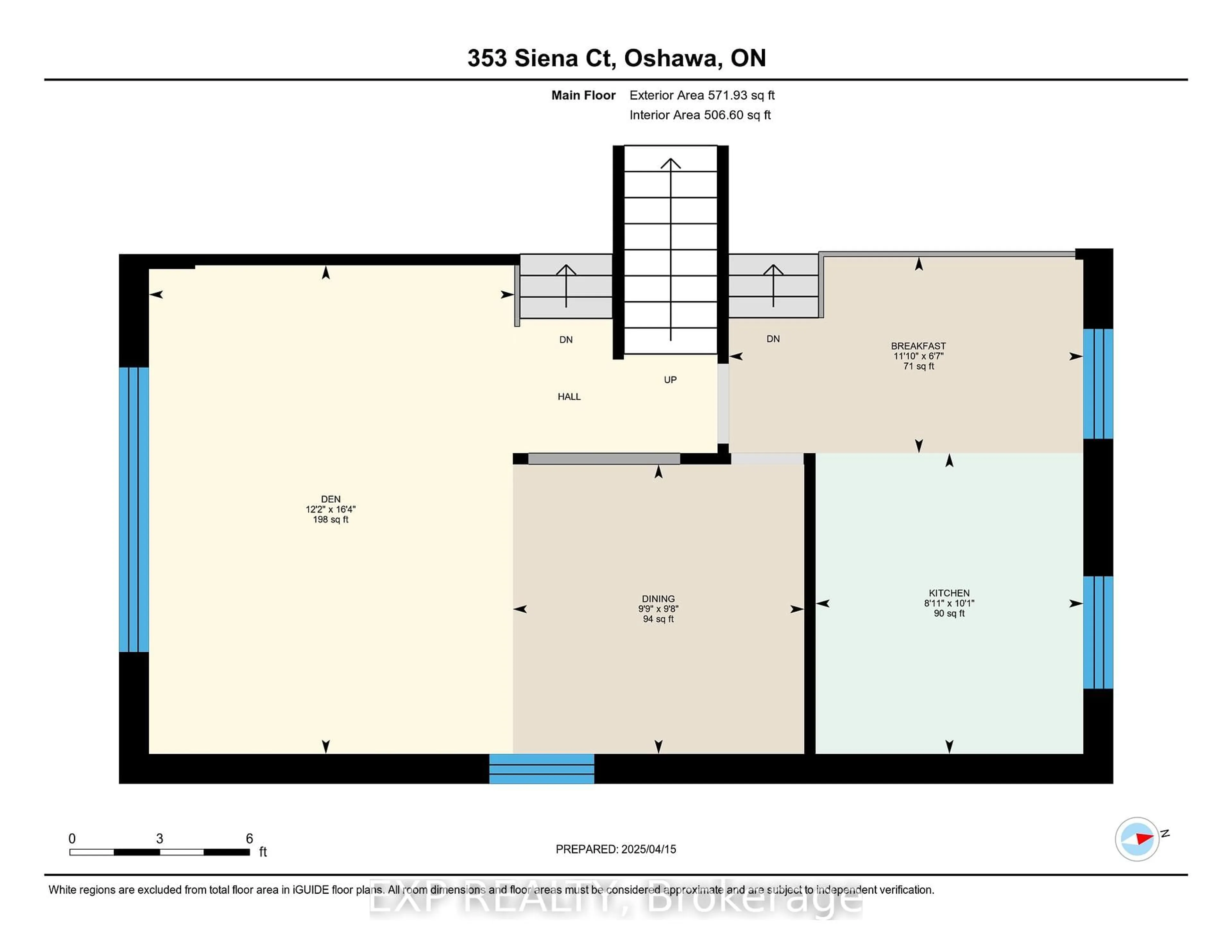 Floor plan for 353 Siena Crt, Oshawa Ontario L1J 6V5