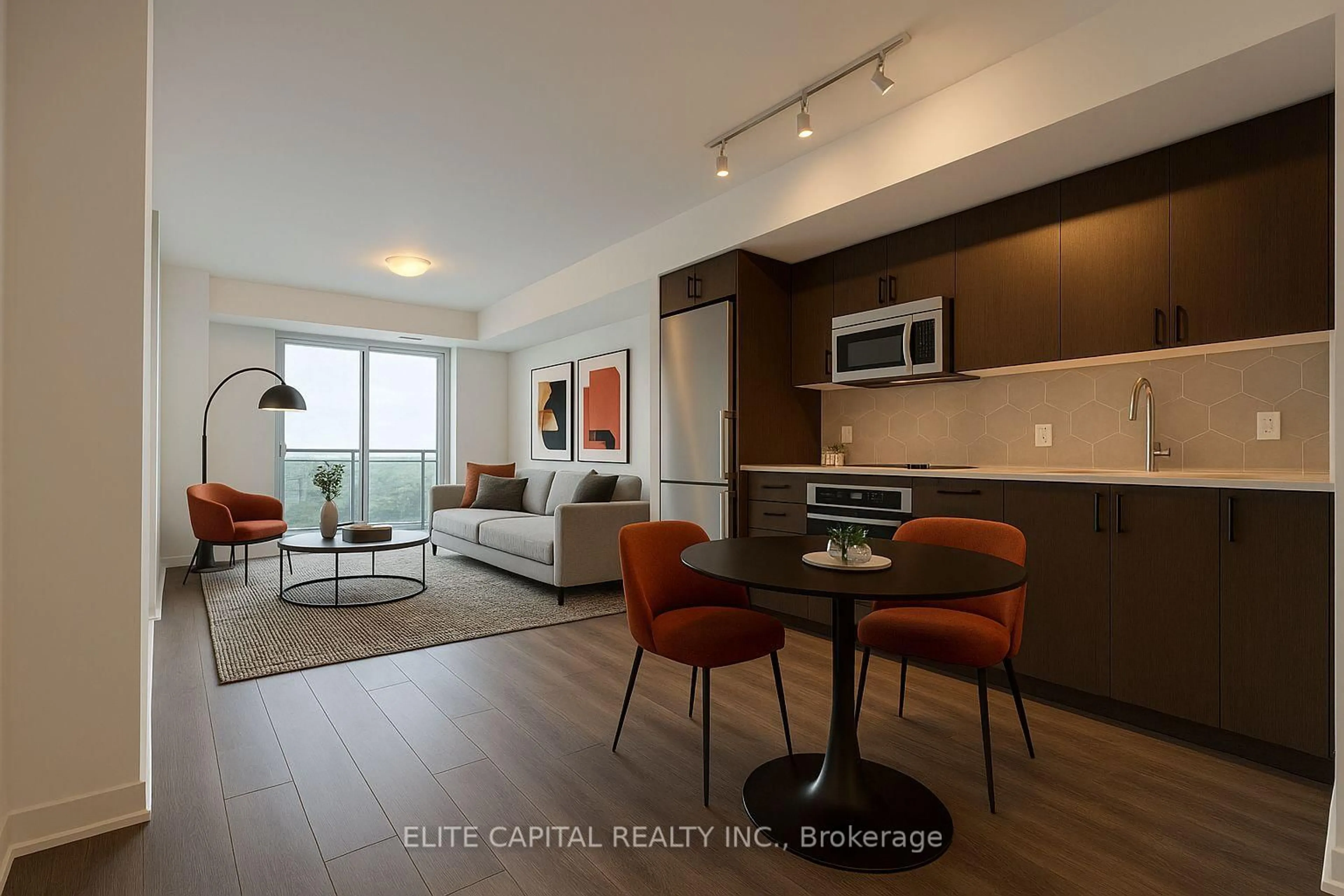 Living room with furniture, wood/laminate floor for 2545 Simcoe St #610, Oshawa Ontario L1L 0W3