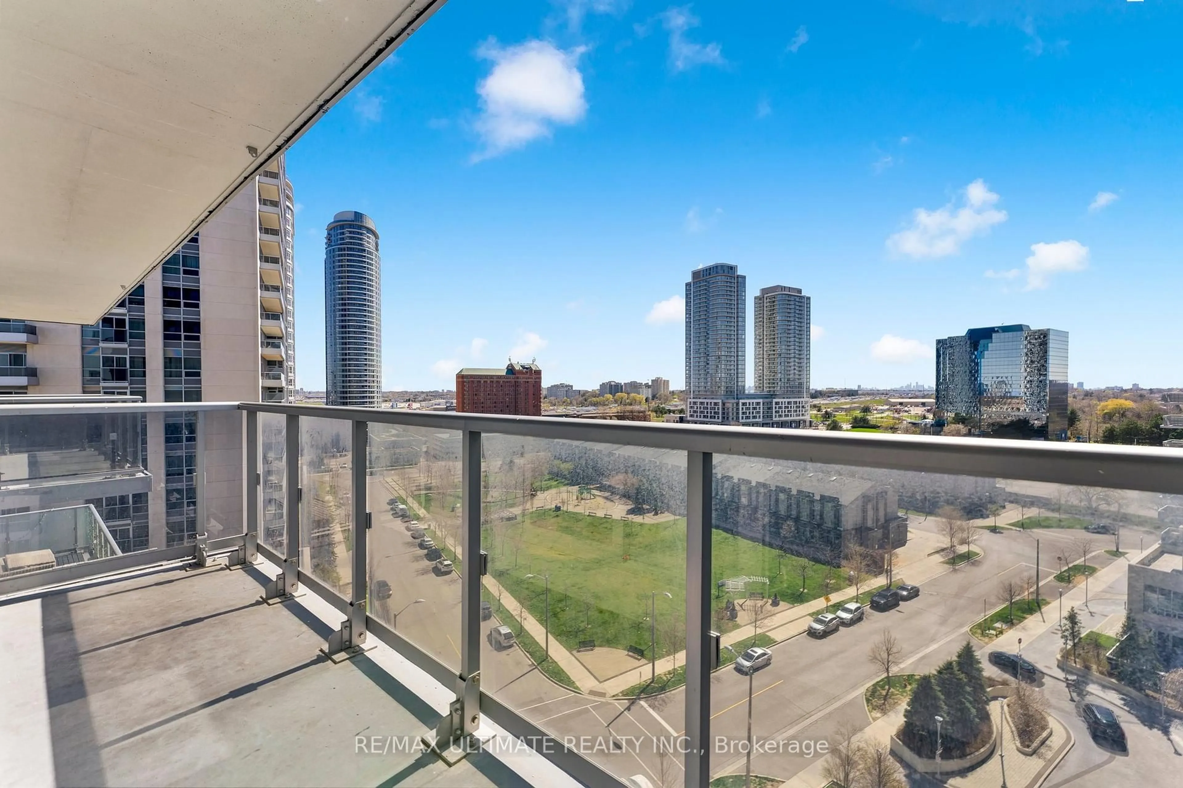 Balcony in the apartment, city buildings view from balcony for 225 Village Green Sq #1006, Toronto Ontario M1S 0N4
