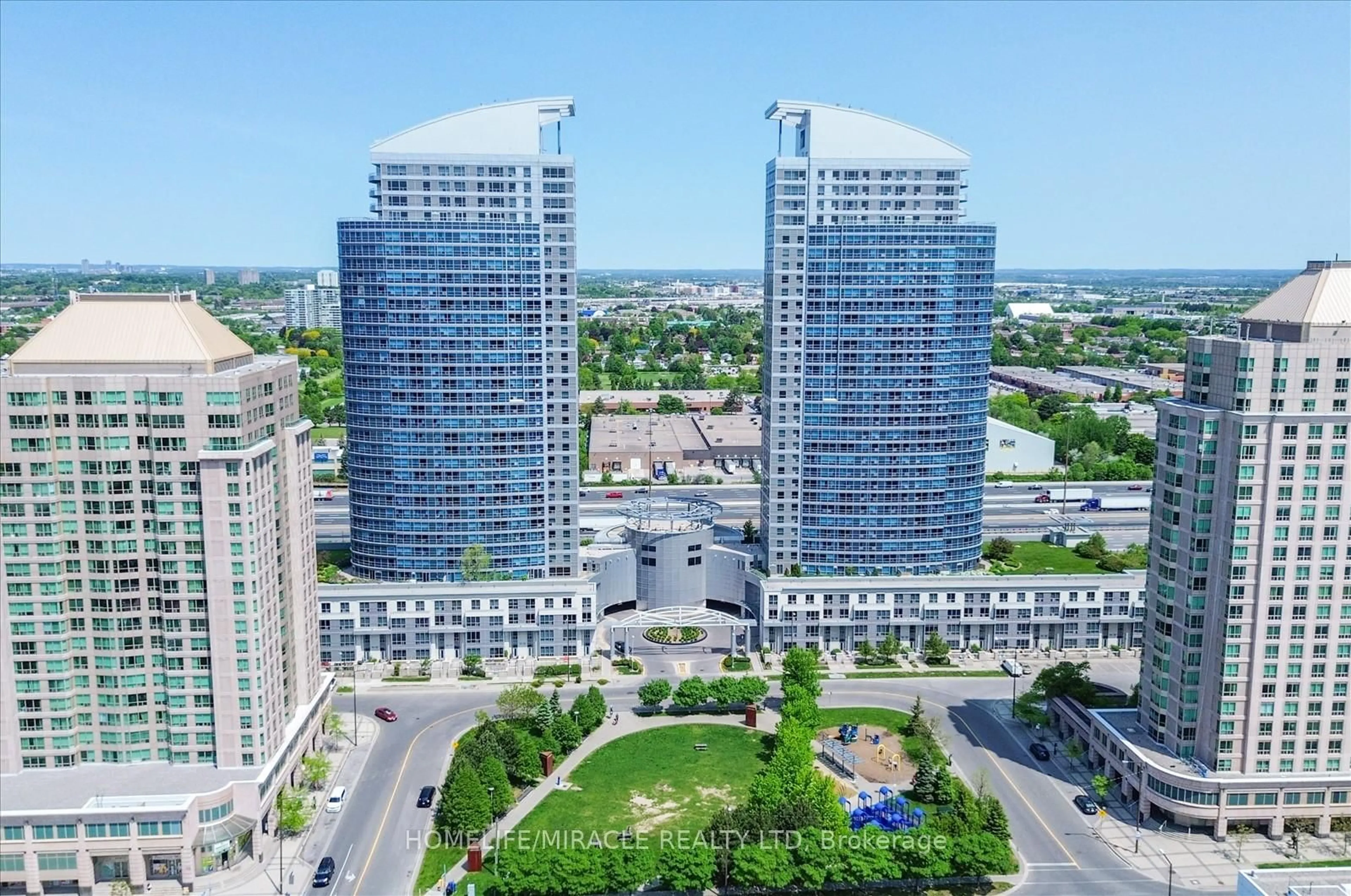 A pic from outside/outdoor area/front of a property/back of a property/a pic from drone, city buildings view from balcony for 38 Lee Centre Dr #712, Toronto Ontario M1H 3J7