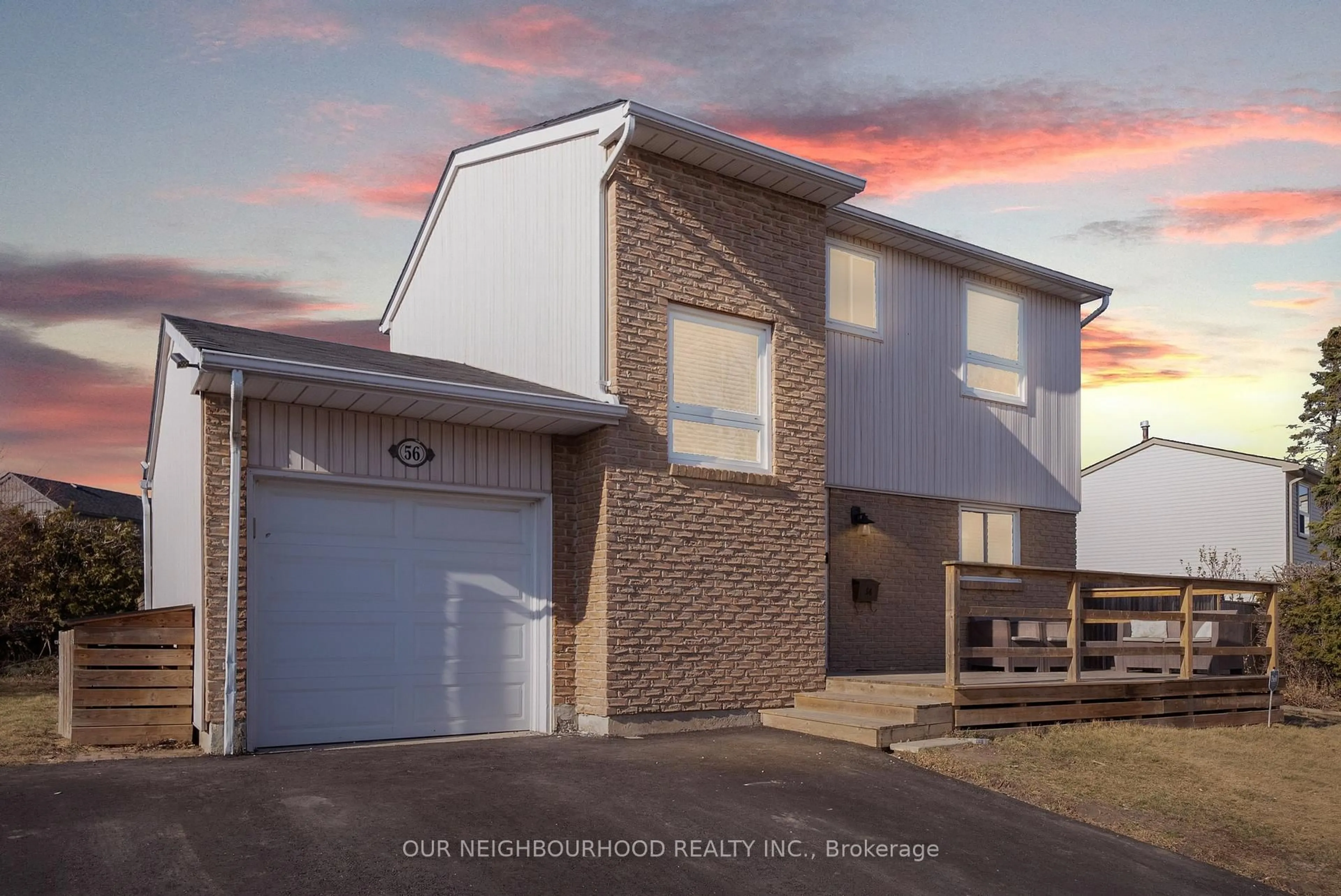 A pic from outside/outdoor area/front of a property/back of a property/a pic from drone, unknown for 56 Lucas Lane, Ajax Ontario L1S 3P8