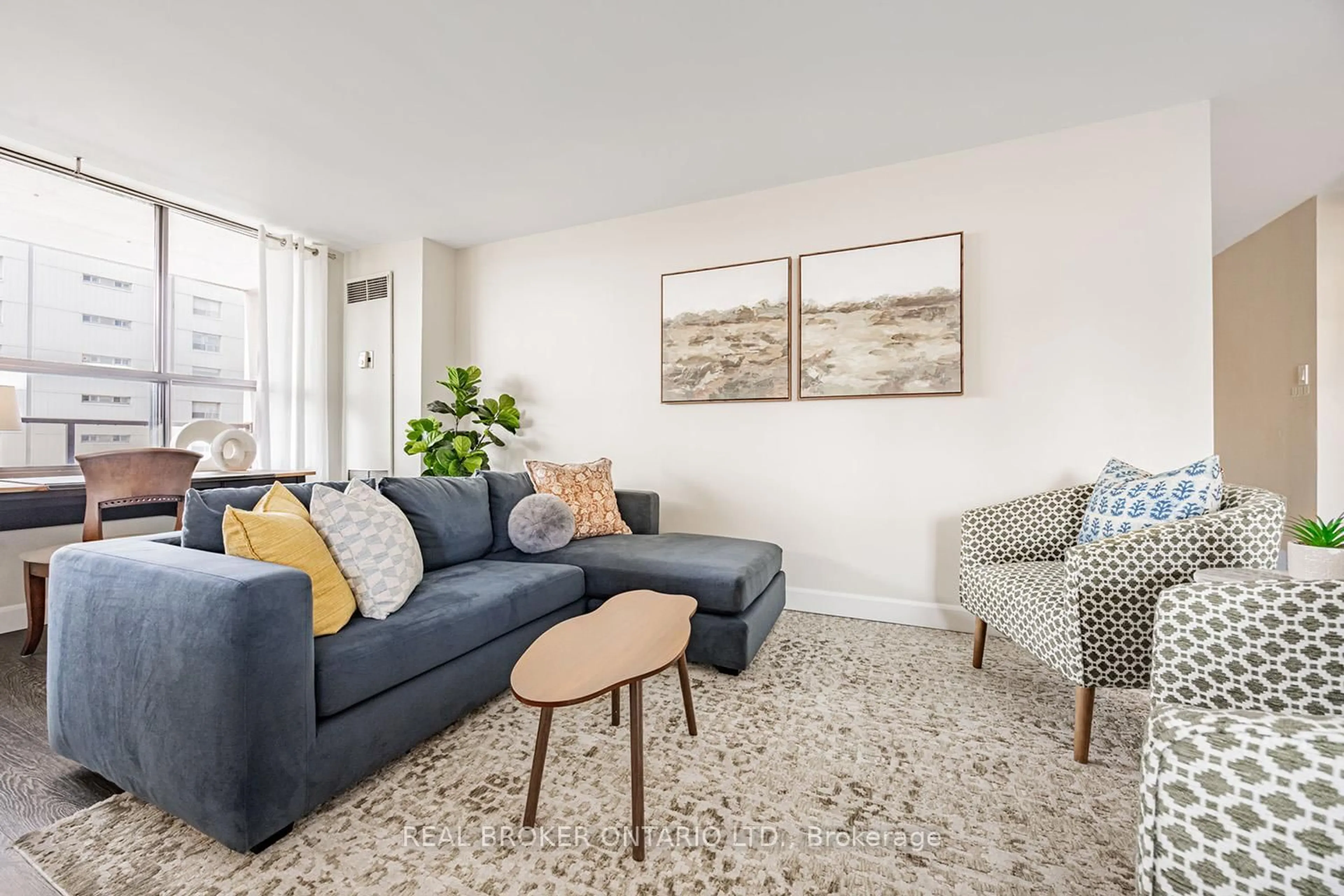 Living room with furniture, carpet floor for 2721 Victoria Park Ave #506, Toronto Ontario M1T 3N6