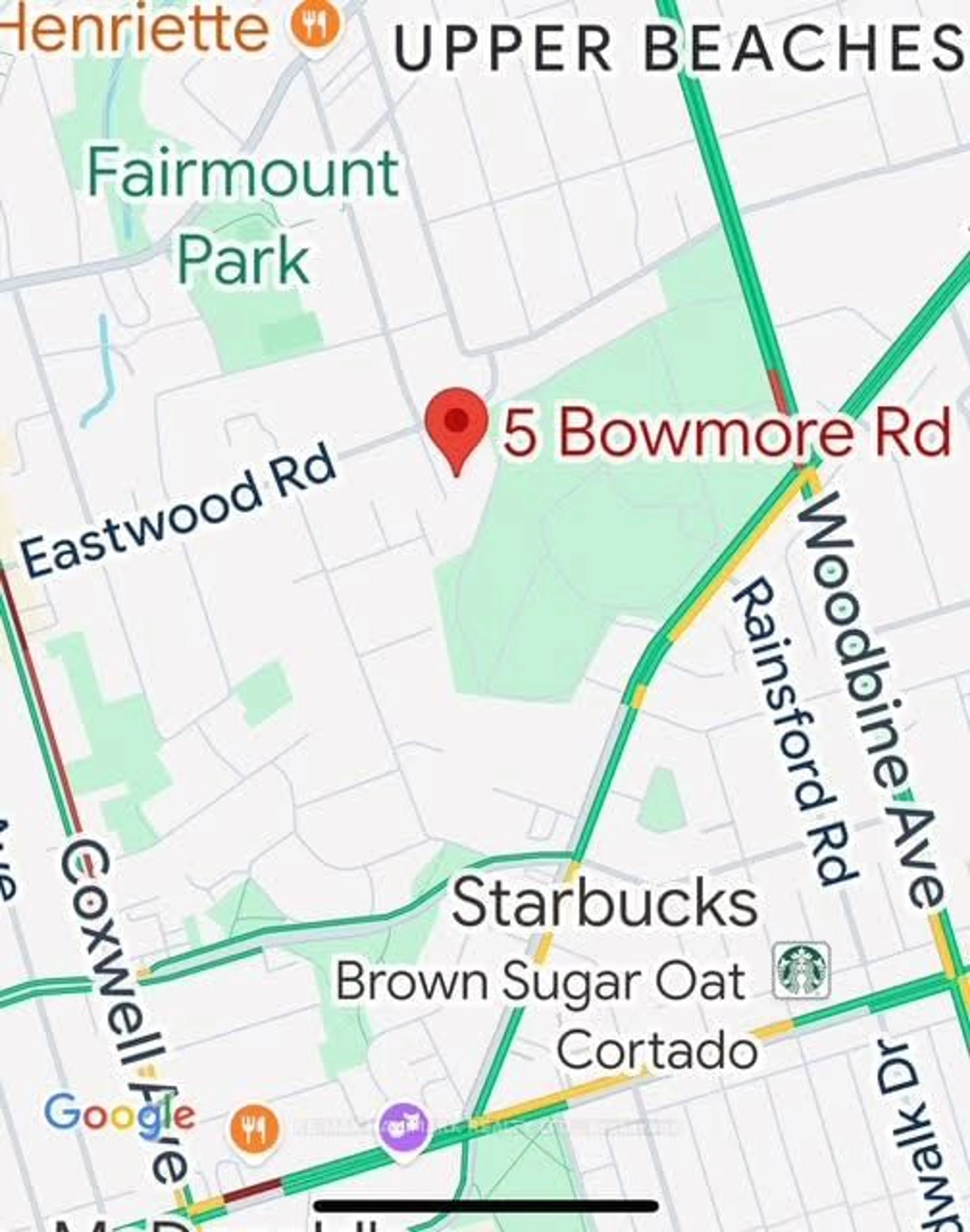 Picture of a map for 5 Bowmore Rd, Toronto Ontario M4L 3H6