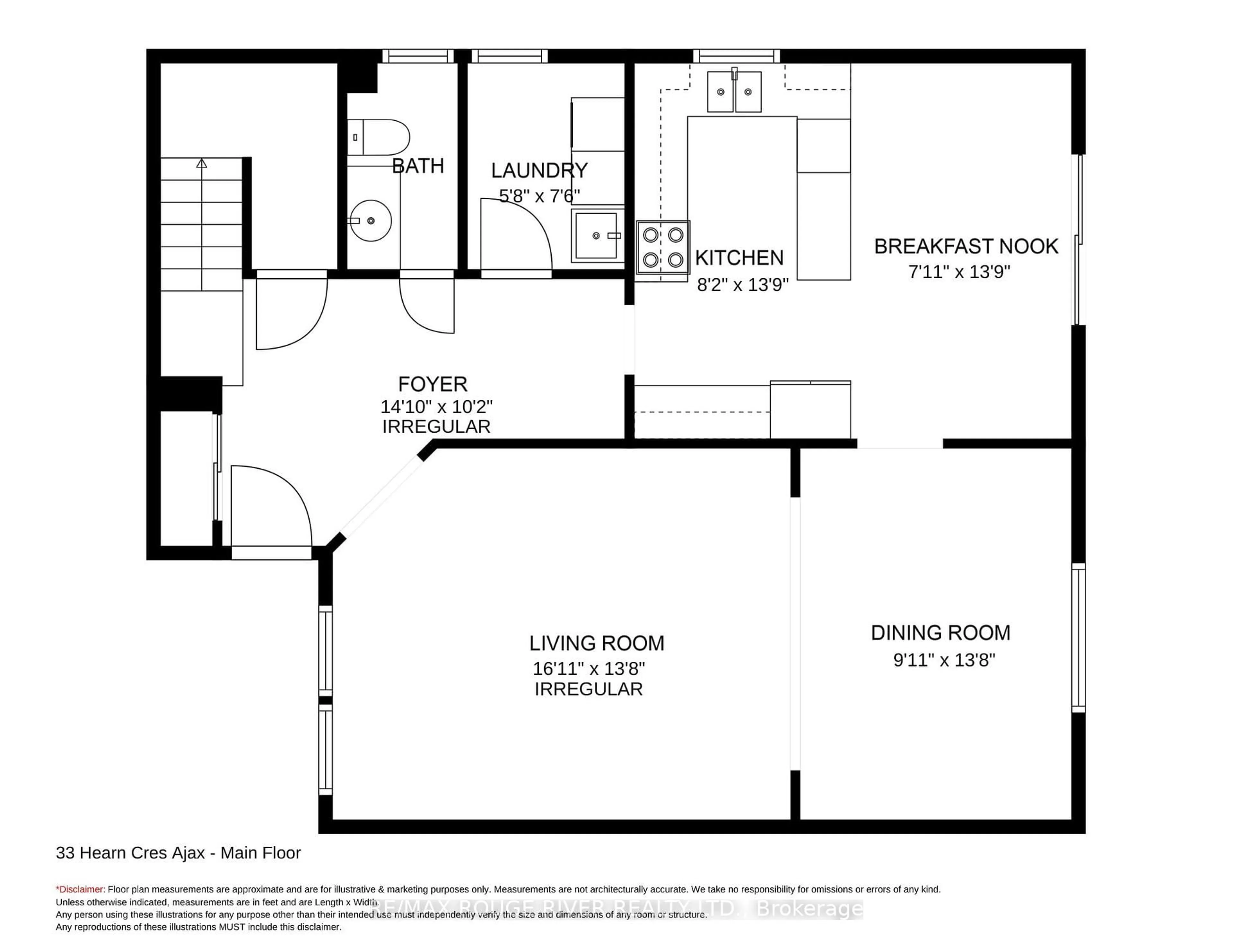 Floor plan for 33 Hearne Cres, Ajax Ontario L1T 3P5