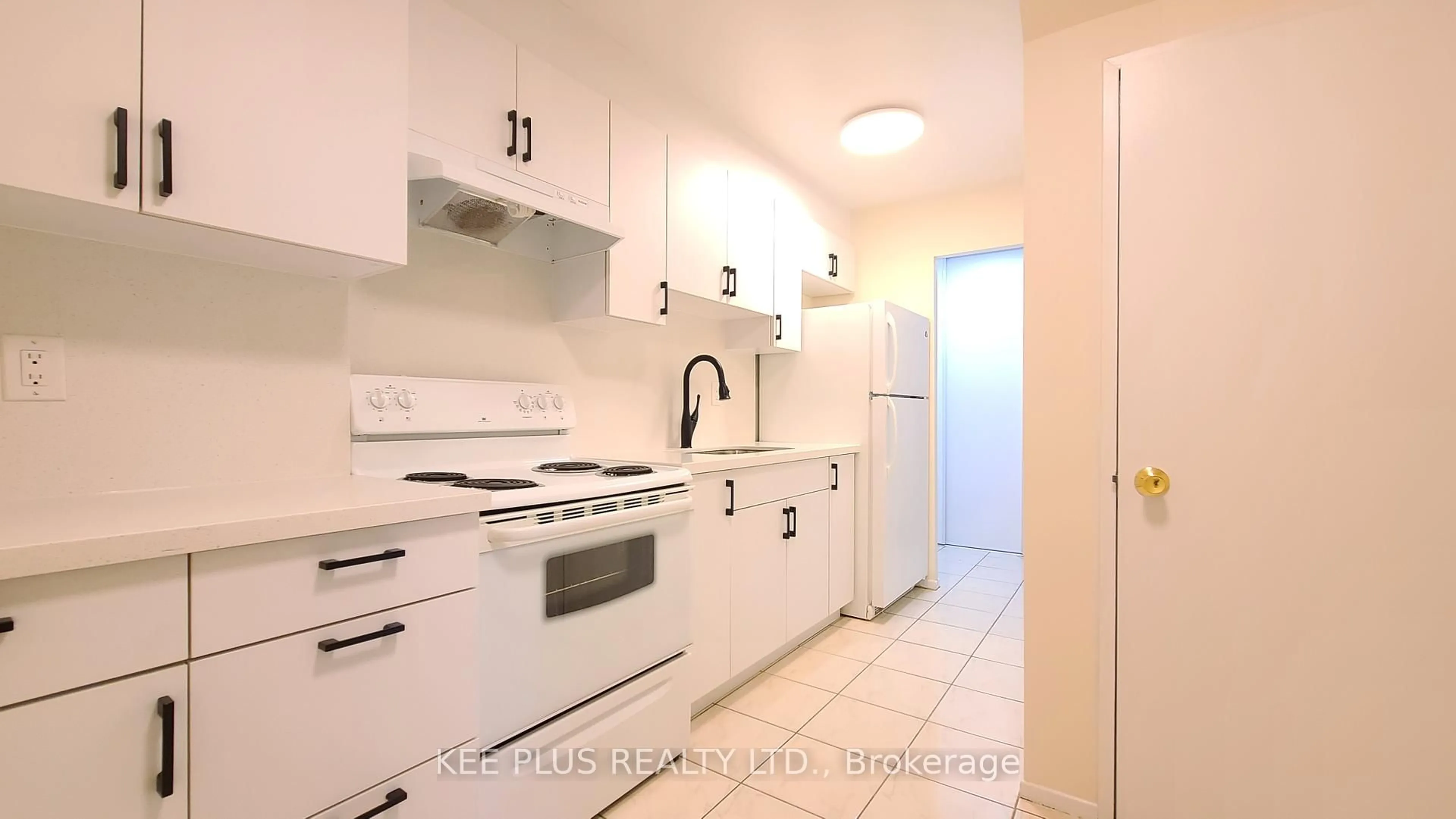 Standard kitchen, ceramic/tile floor for 100 Mornelle Crt #2055, Toronto Ontario M1E 4X2