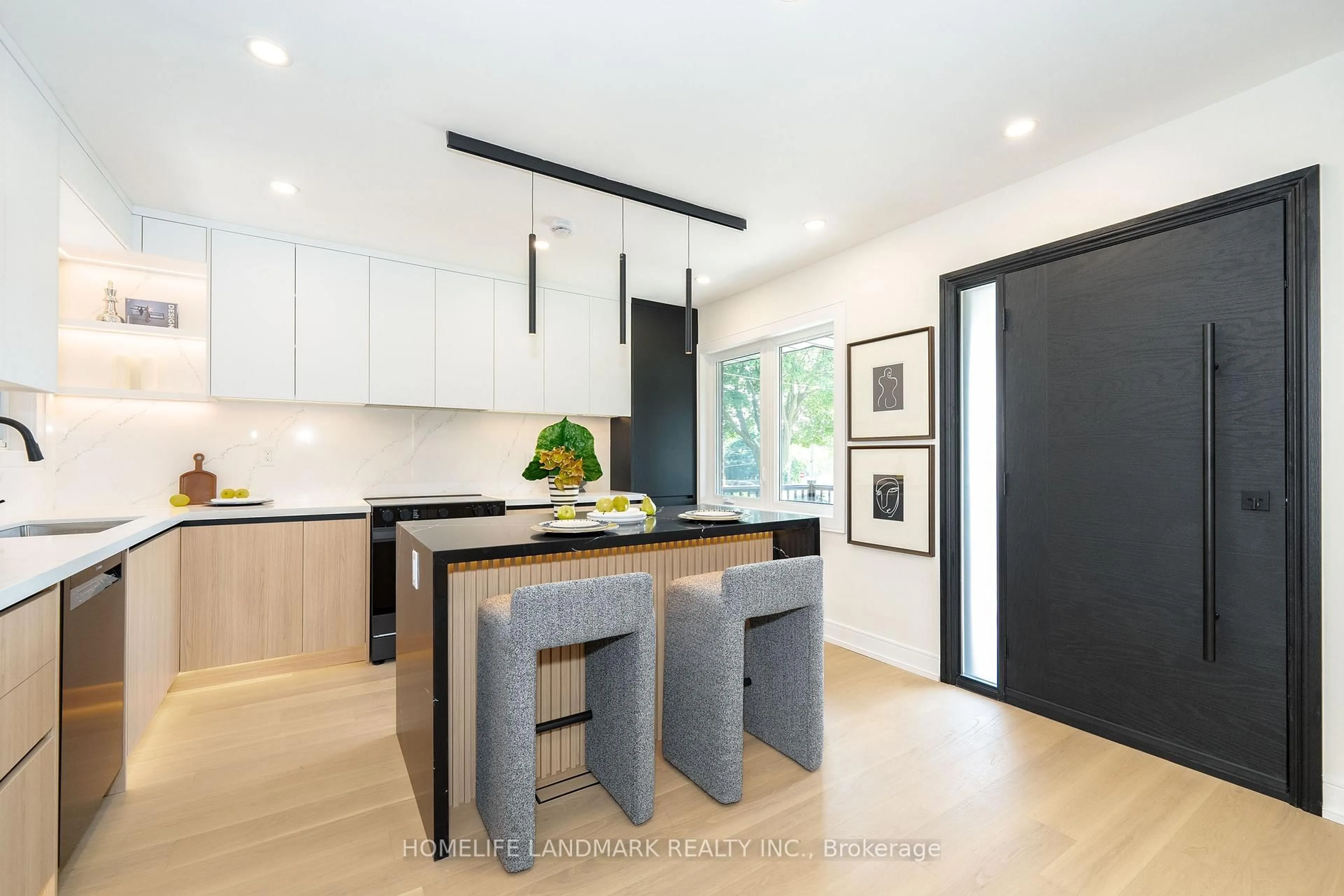 Contemporary kitchen, wood/laminate floor for 102 Jarwick Dr, Toronto Ontario M1H 2H4